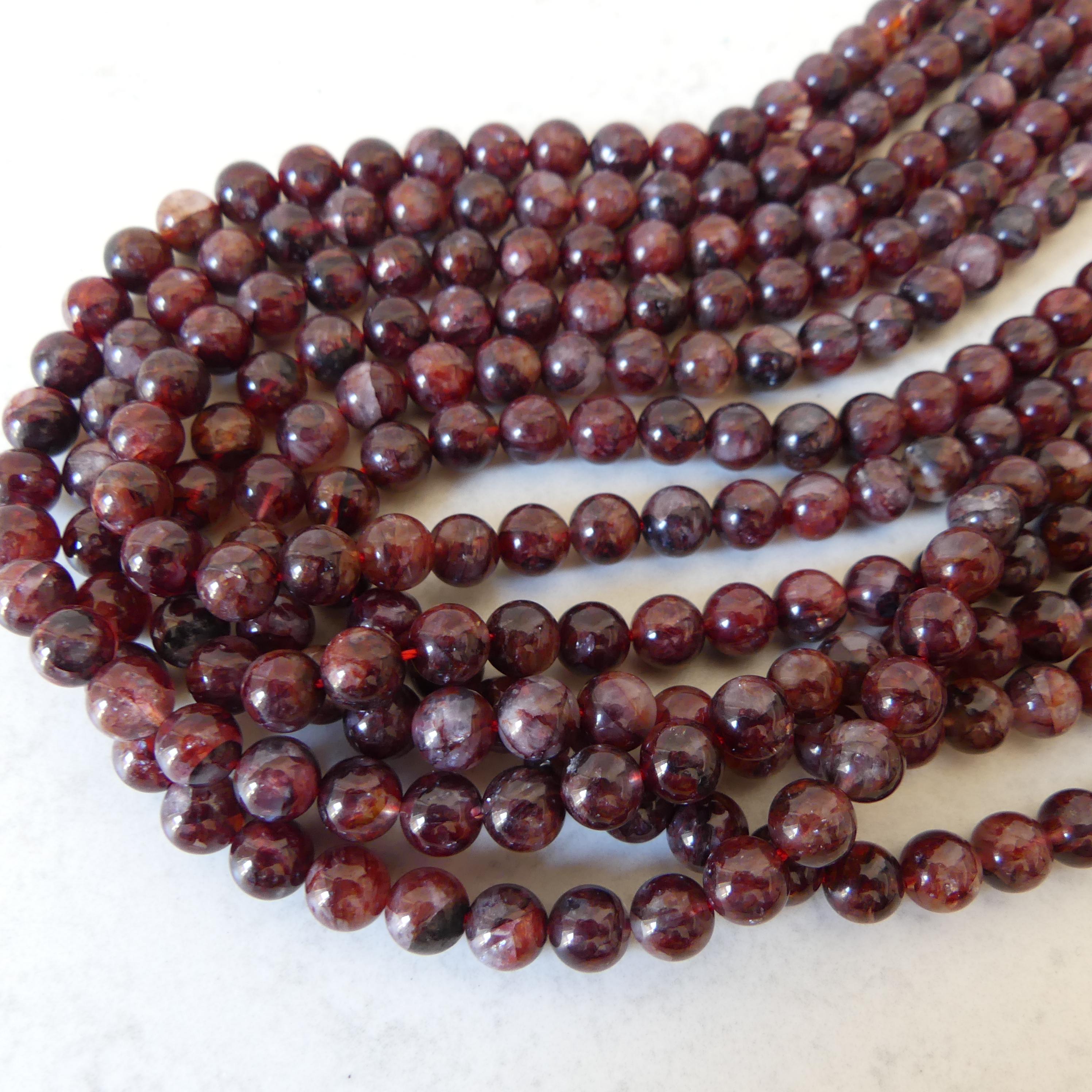 6.5mm Red Hematoid Quzrtz Smooth Beads 15" Genuine Quartz Beads Gemstone Beads Beading Crafter Gift