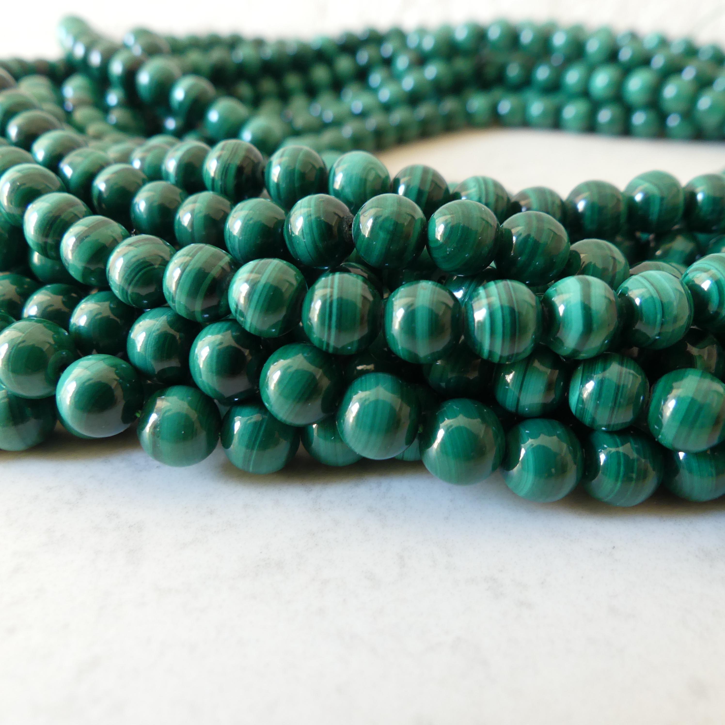 6mm AAA Malachite Smooth Beads 15" Vivid Green Malachite Gemstone Beads for Jewelry Making Beading Gift Crafter