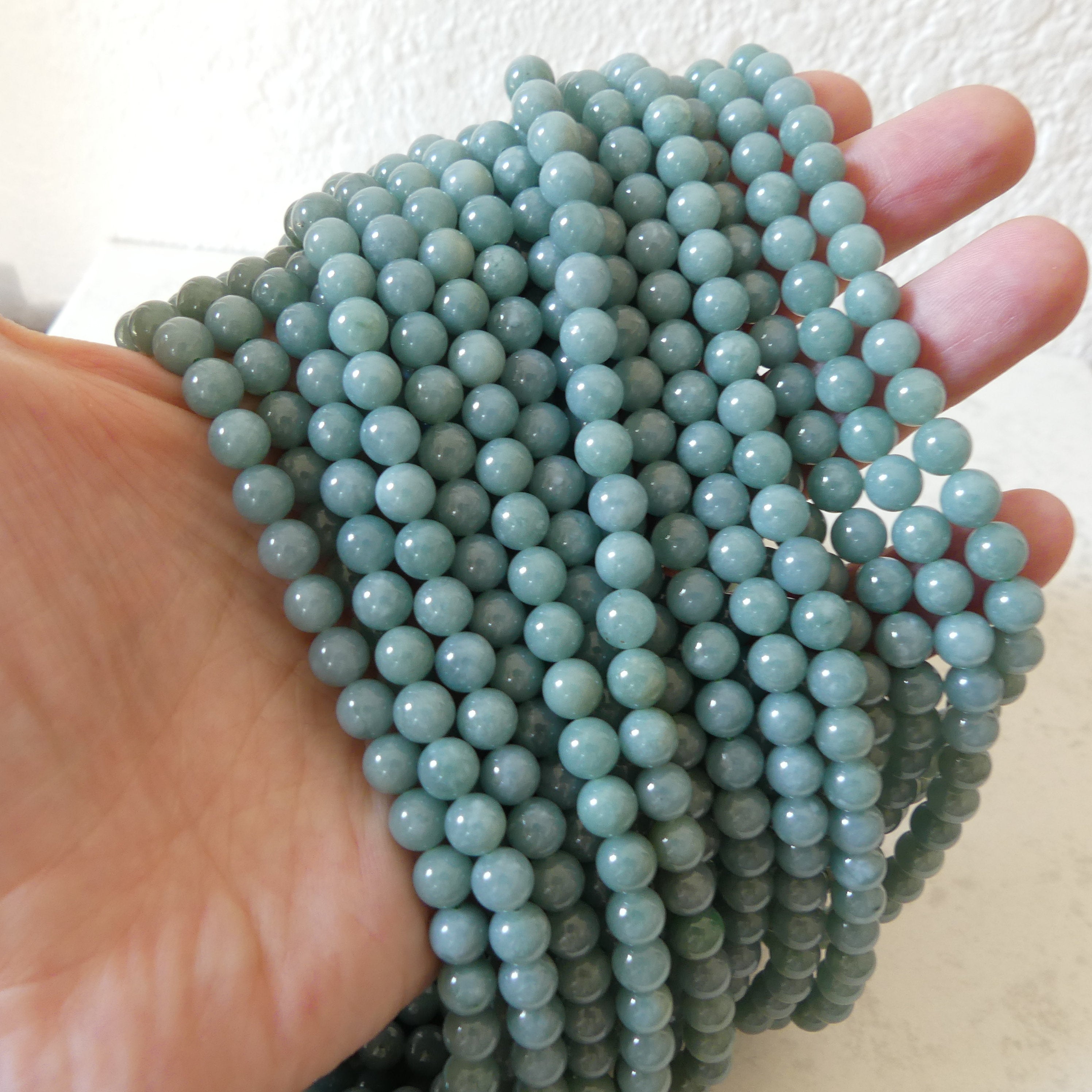 6.5mm Burma Jade Beads 15" Burma Jadeite Genuine Gemstone Beads Natural Jade for Jewelry Making Beading Craft Gift Beads