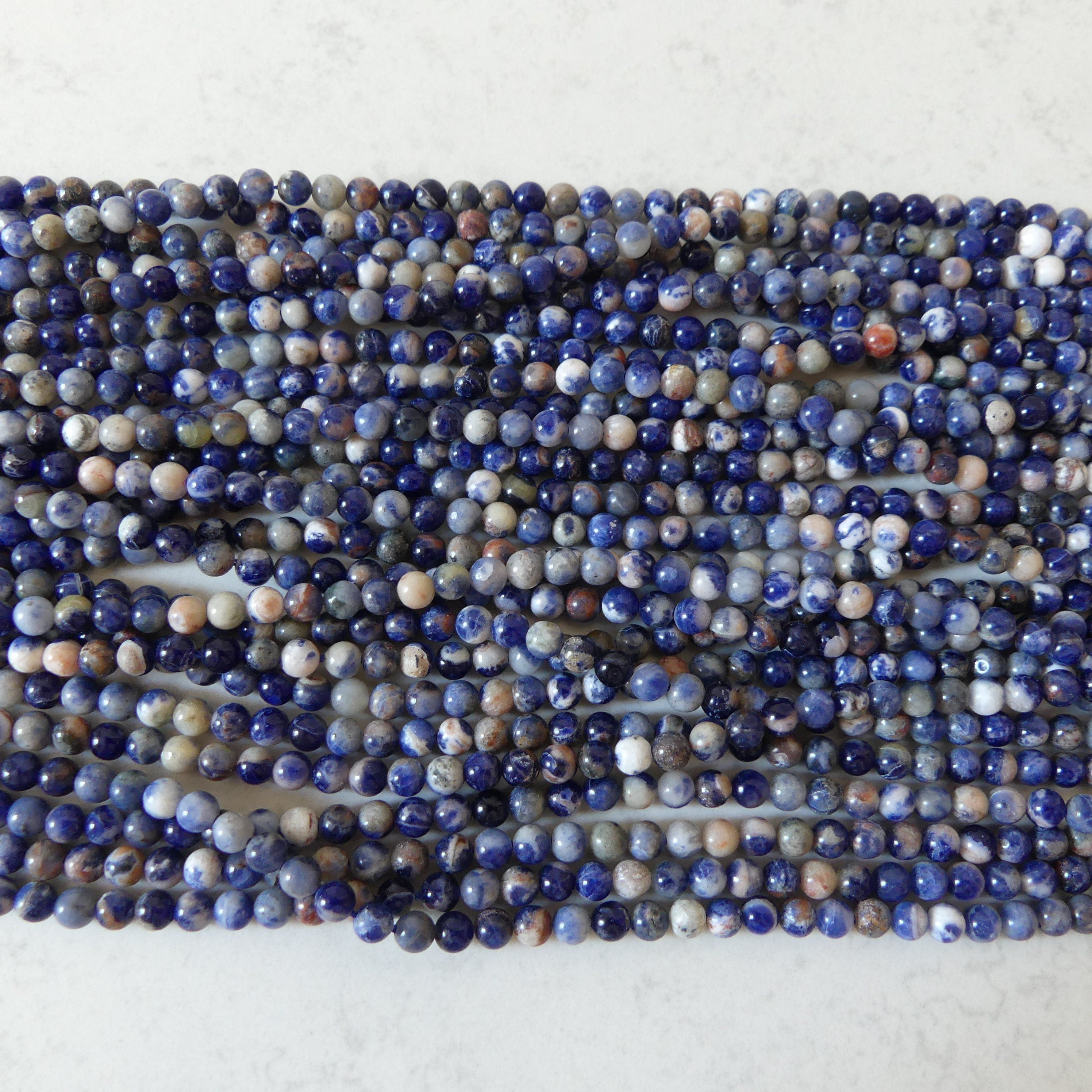 4mm Sunset Sodalite Smooth Beads 15" Blue and Orange Sodalite Genuine Gemstone Beads for Jewelry Making Beading Craft Gift Beads