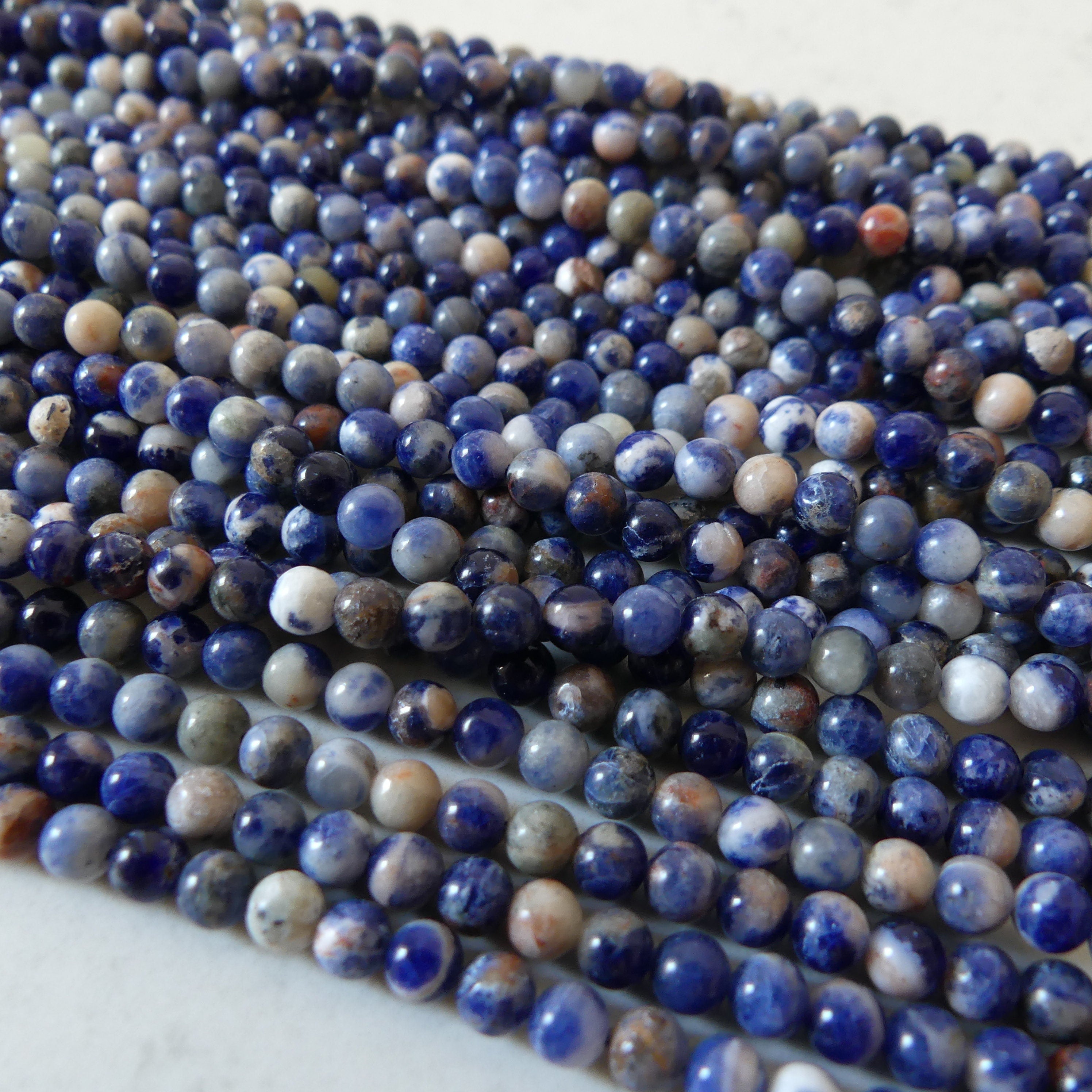 4mm Sunset Sodalite Smooth Beads 15" Blue and Orange Sodalite Genuine Gemstone Beads for Jewelry Making Beading Craft Gift Beads
