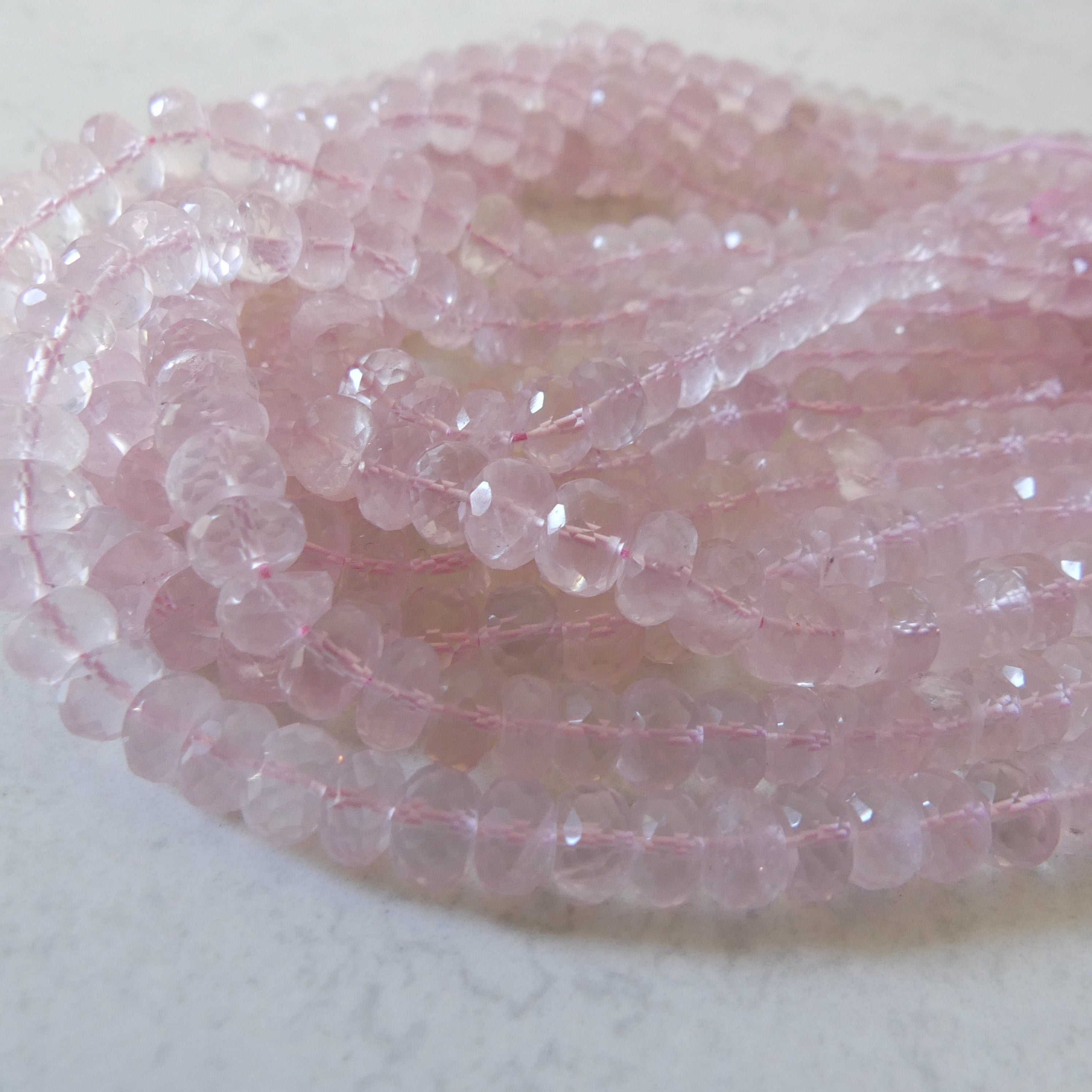 8mm AAAA Rose Quartz Faceted Beads 10" Pale Pink Genuine Gemstone Beads for Jewelry Making Beading Craft Gift Beads
