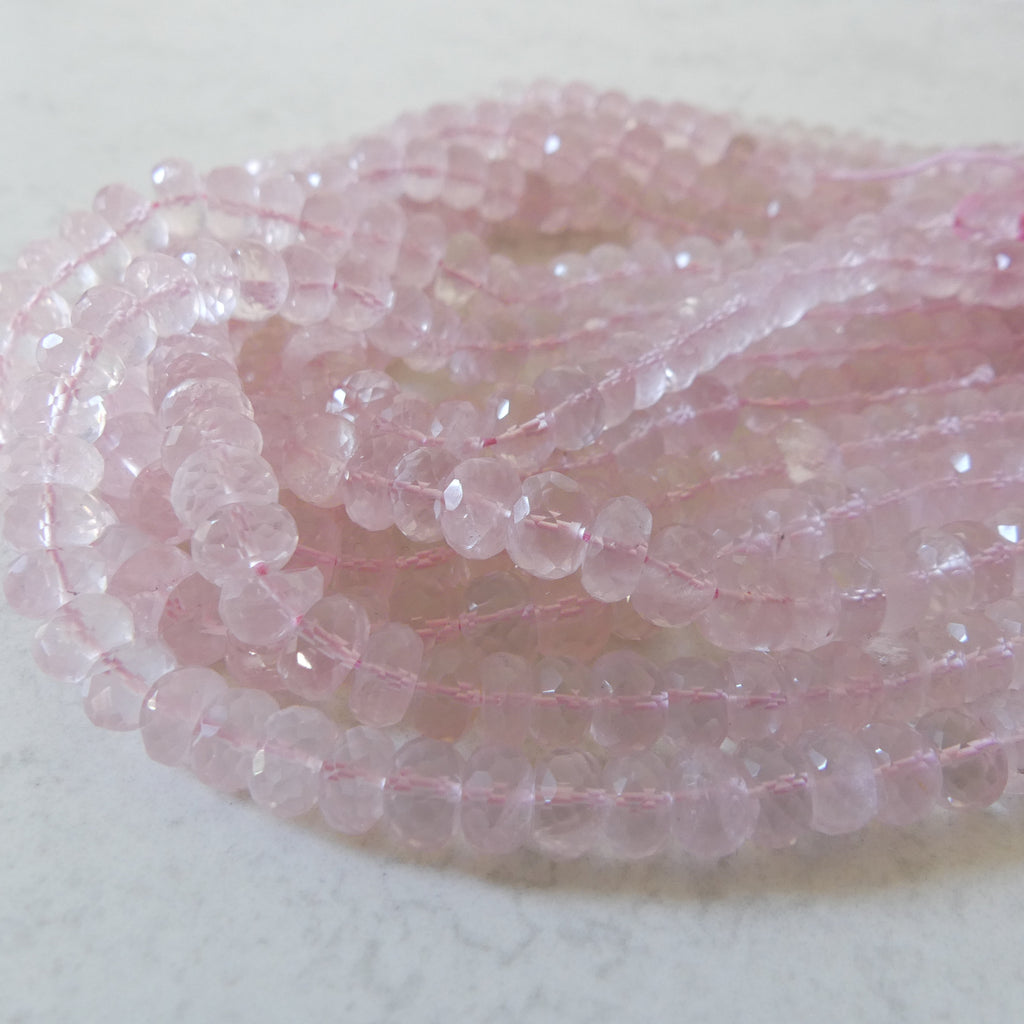 8mm AAAA Rose Quartz Faceted Beads 10" Pale Pink Genuine Gemstone Beads for Jewelry Making Beading Craft Gift Beads