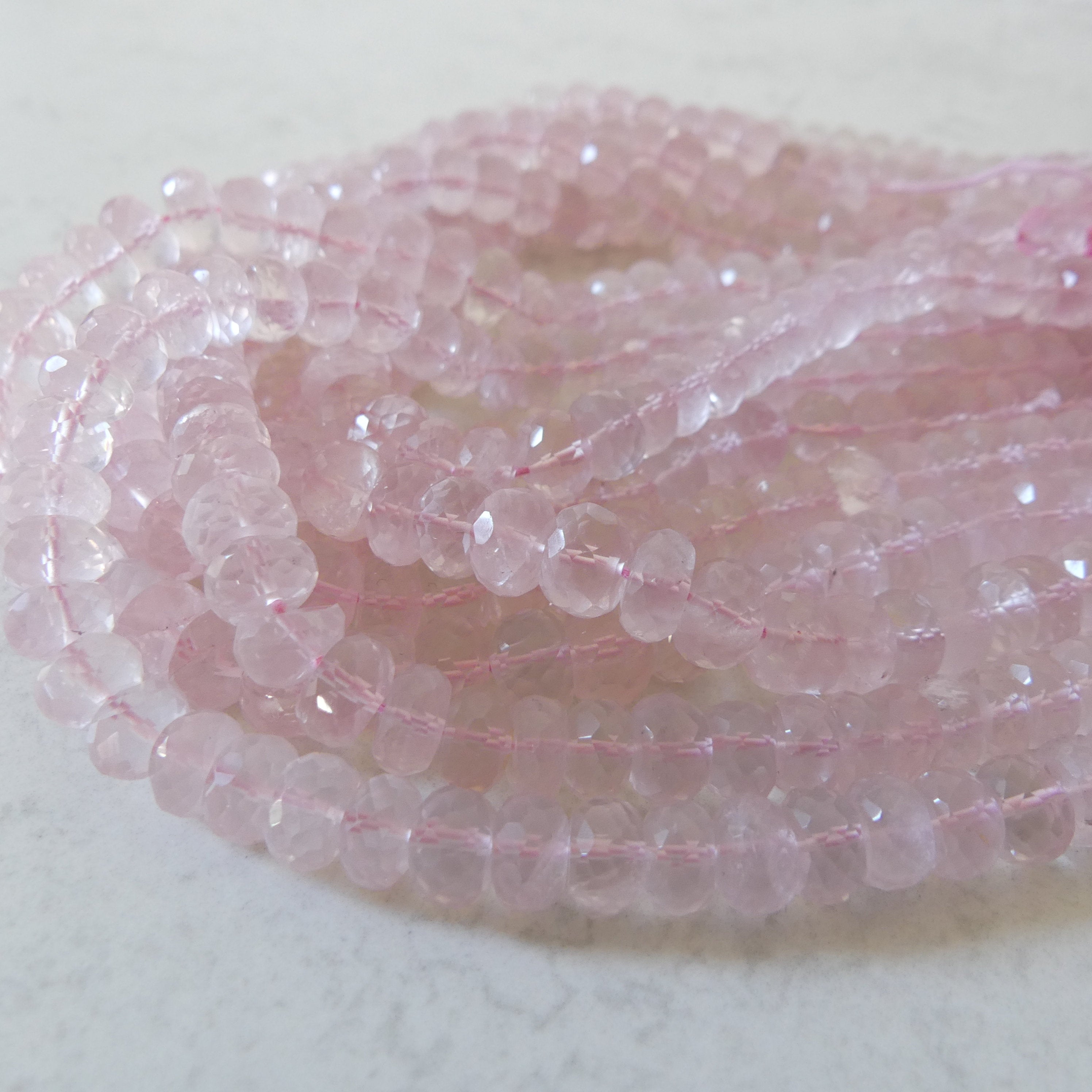 8mm AAAA Rose Quartz Faceted Beads 10" Pale Pink Genuine Gemstone Beads for Jewelry Making Beading Craft Gift Beads