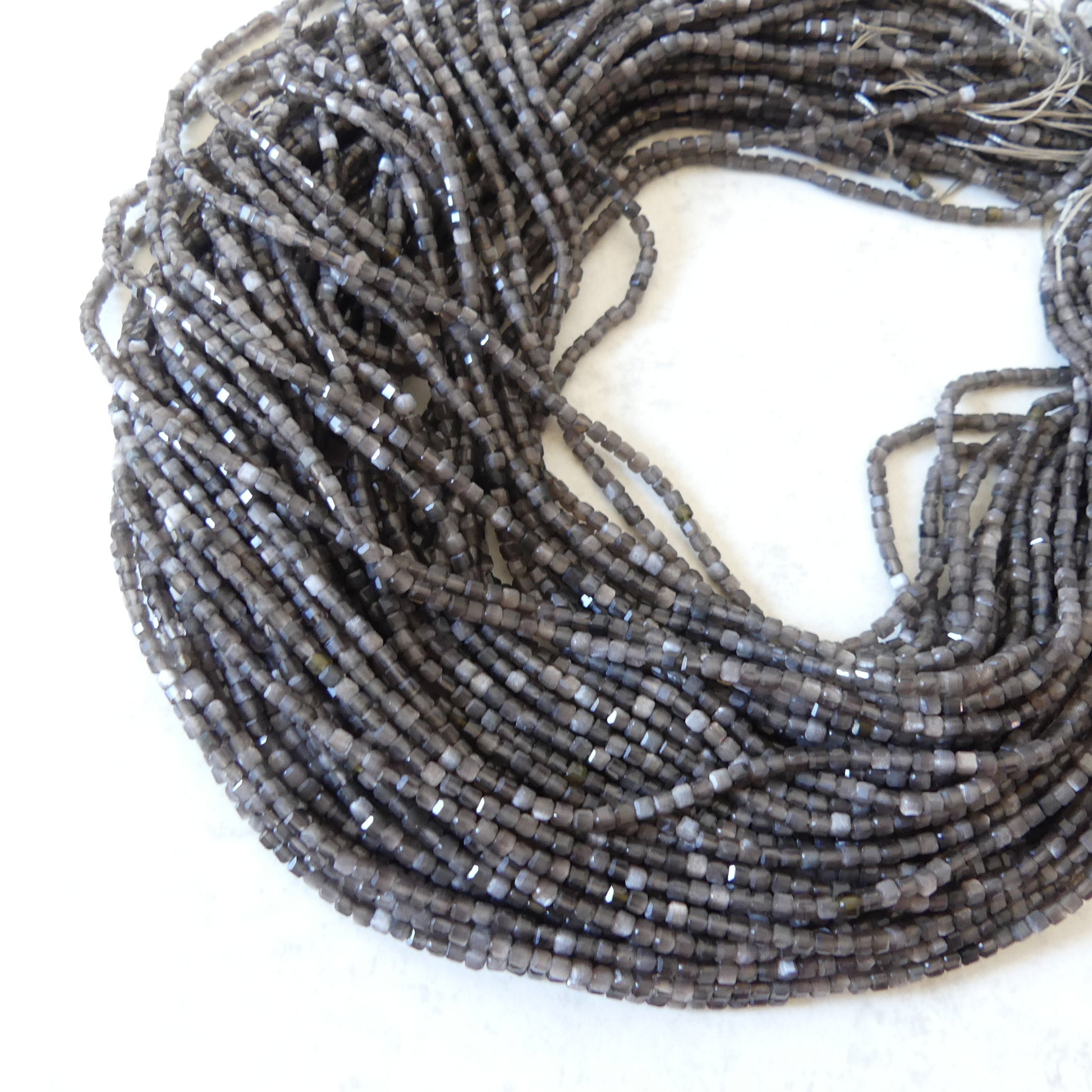 2mm Silver Obsidian Micro Faceted Cube Beads Obsidian Genuine Beads 15" Sparkly Gemstone Beads Beading Crafter Gift