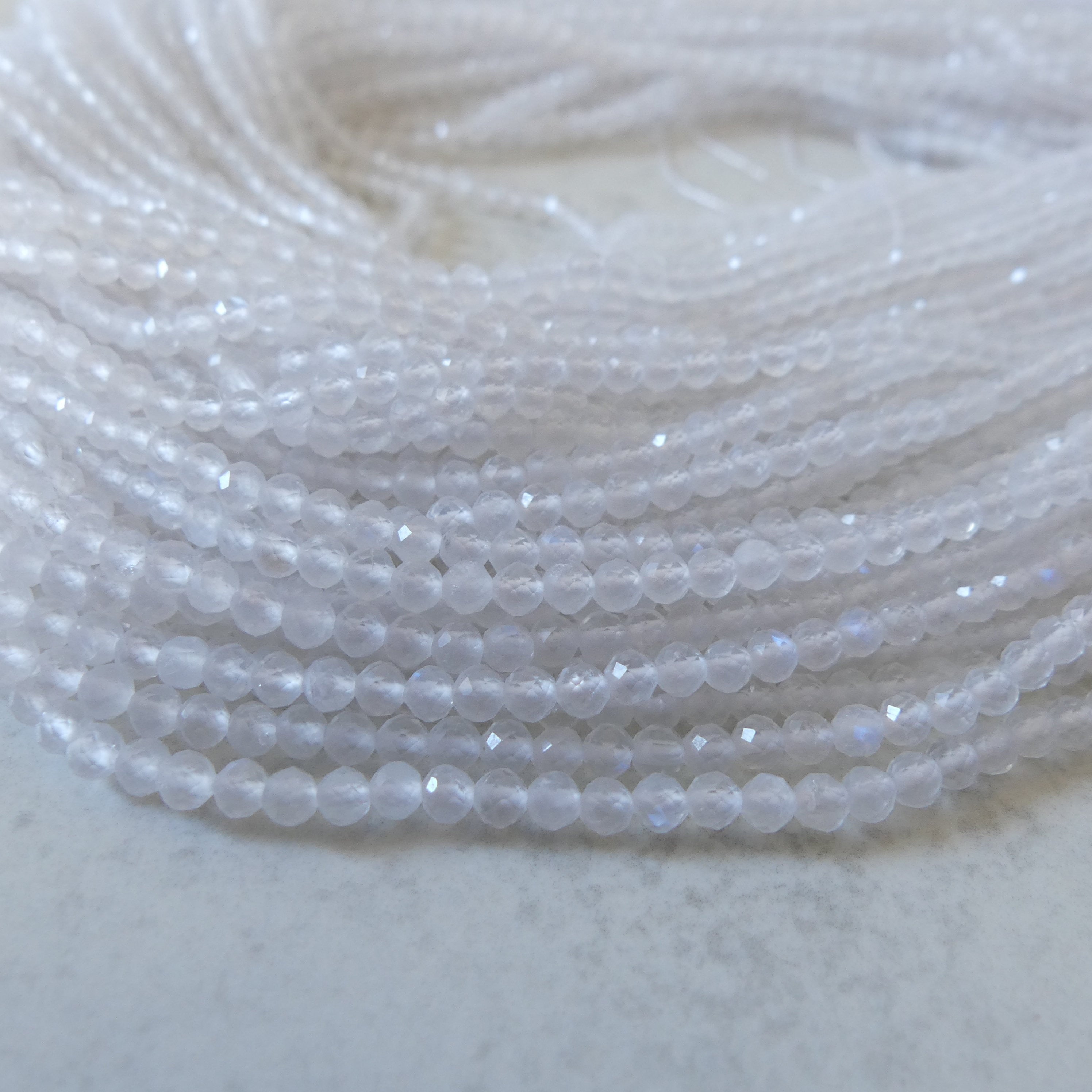 3mm Rainbow Moonstone Faceted Beads 15" Moonstone Gemstone Beads Beading Crafter Gift June Birthstone DIY Jewelry Fertility Stone