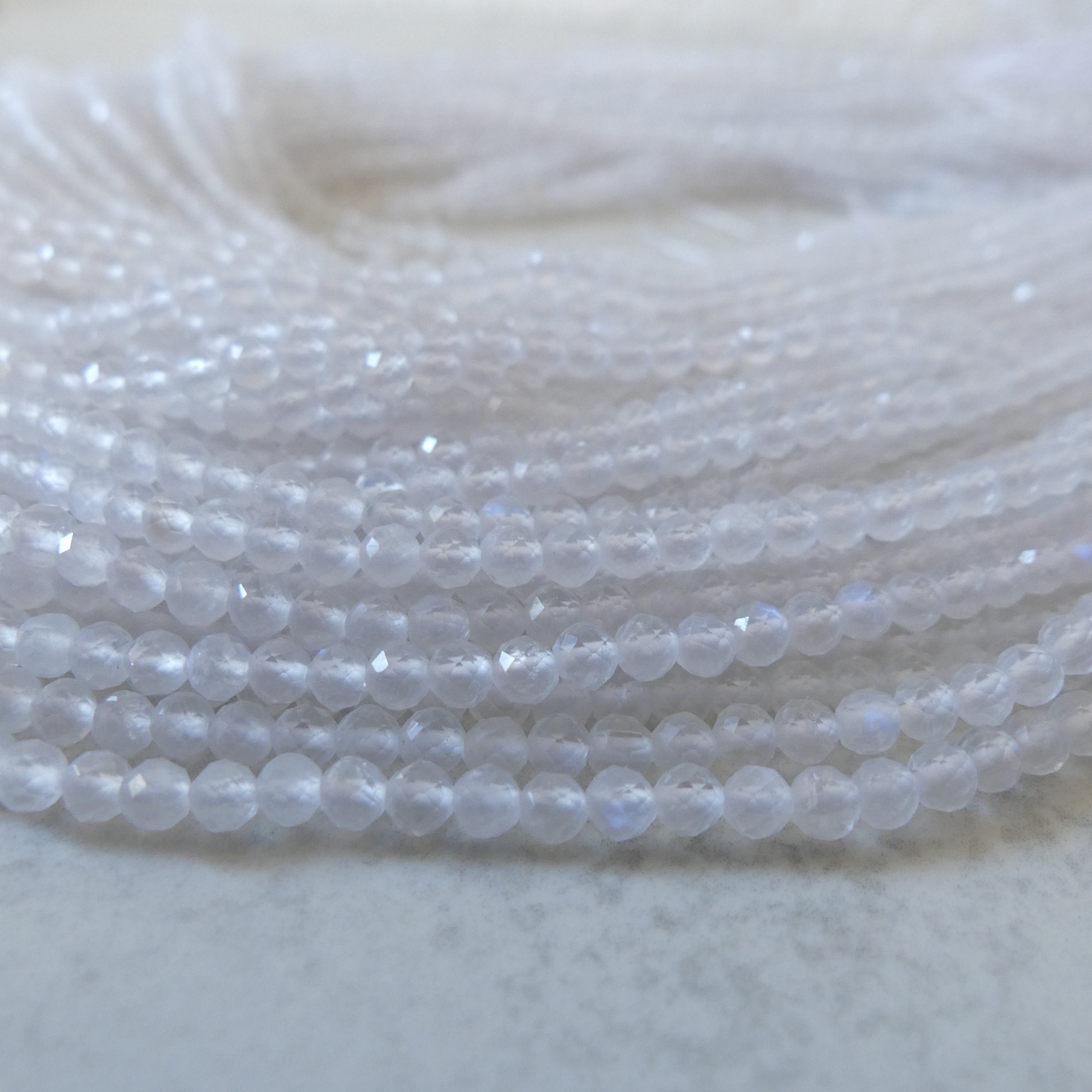 3mm Rainbow Moonstone Faceted Beads 15" Moonstone Gemstone Beads Beading Crafter Gift June Birthstone DIY Jewelry Fertility Stone