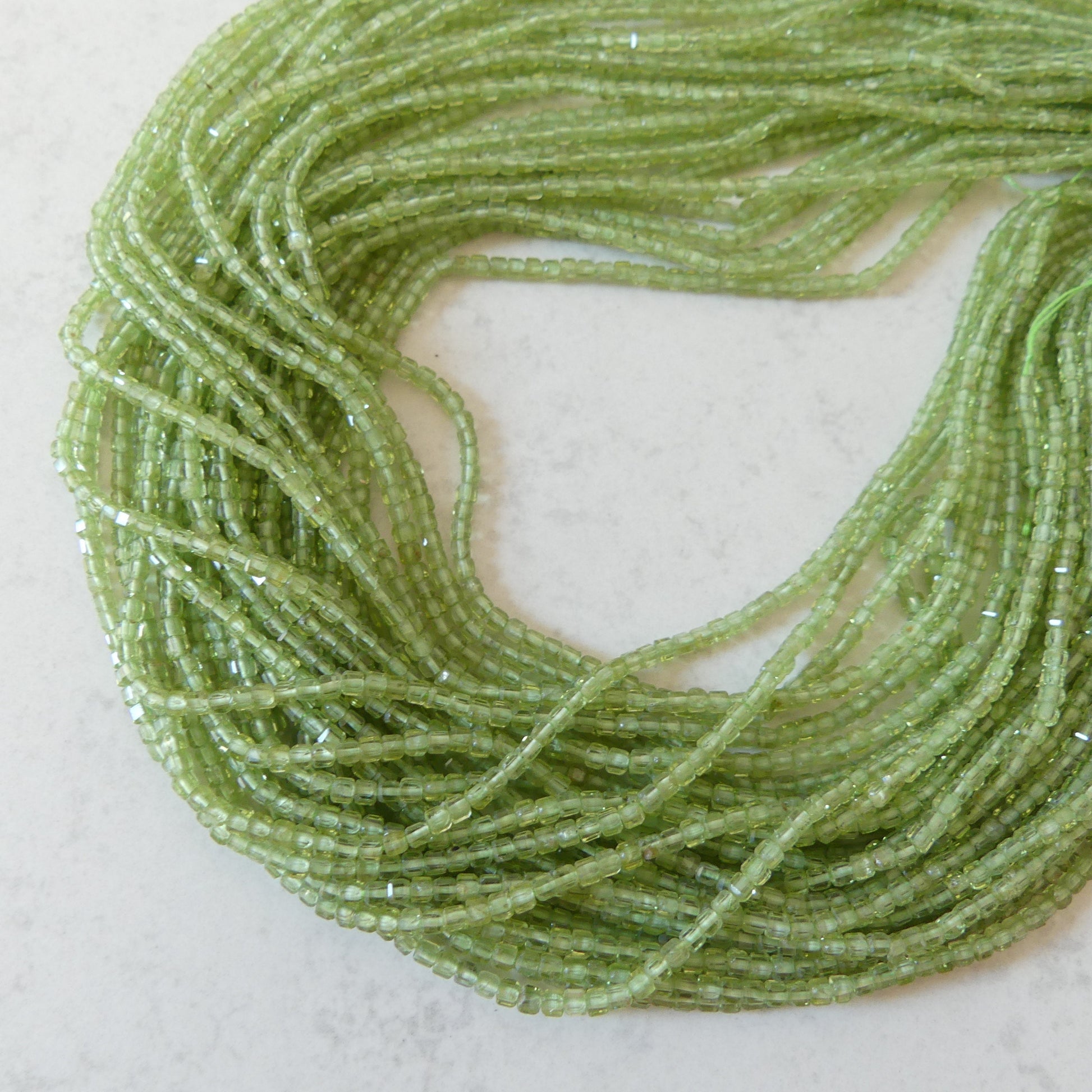 2mm AAA Peridot Faceted Cube Beads 15" Transparent Green Gemstone Beads for Jewelry Making Beading Craft Gift August Birthstone Beads