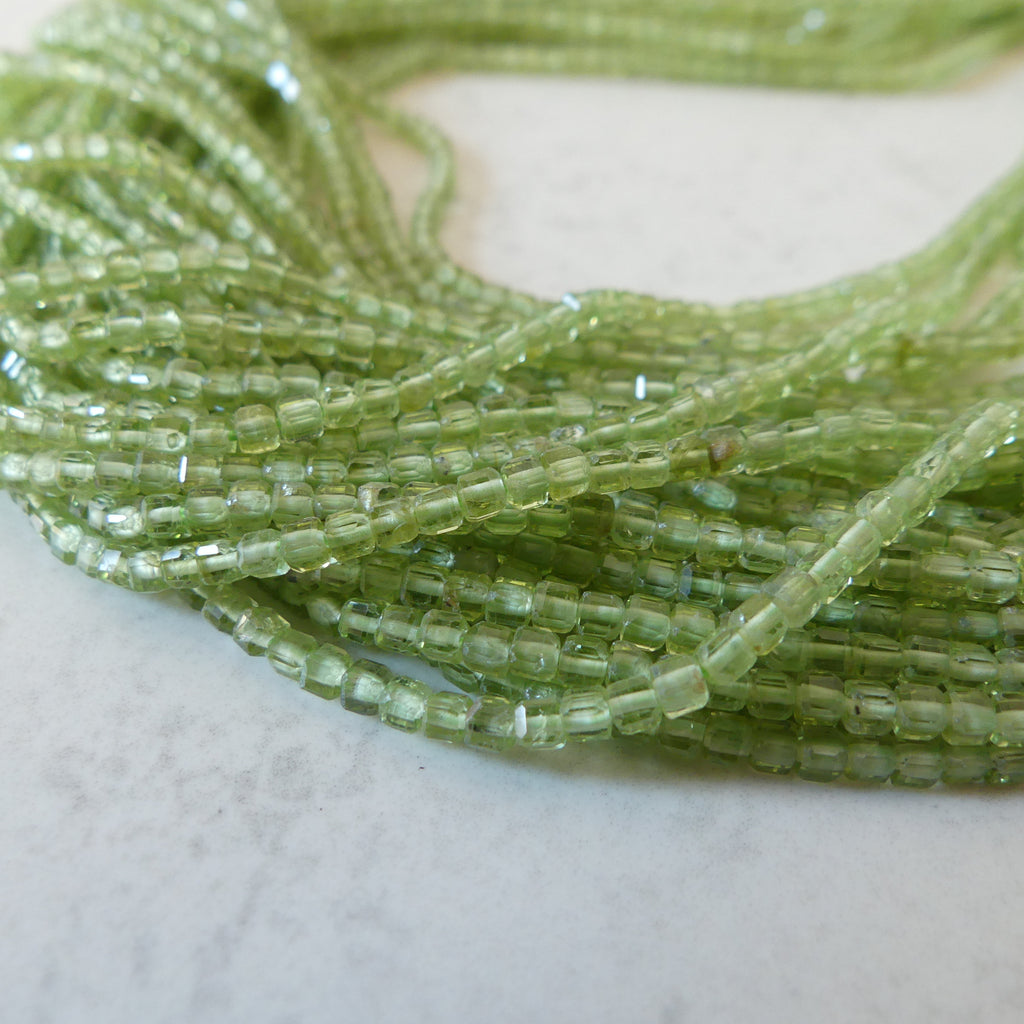 2mm AAA Peridot Faceted Cube Beads 15" Transparent Green Gemstone Beads for Jewelry Making Beading Craft Gift August Birthstone Beads