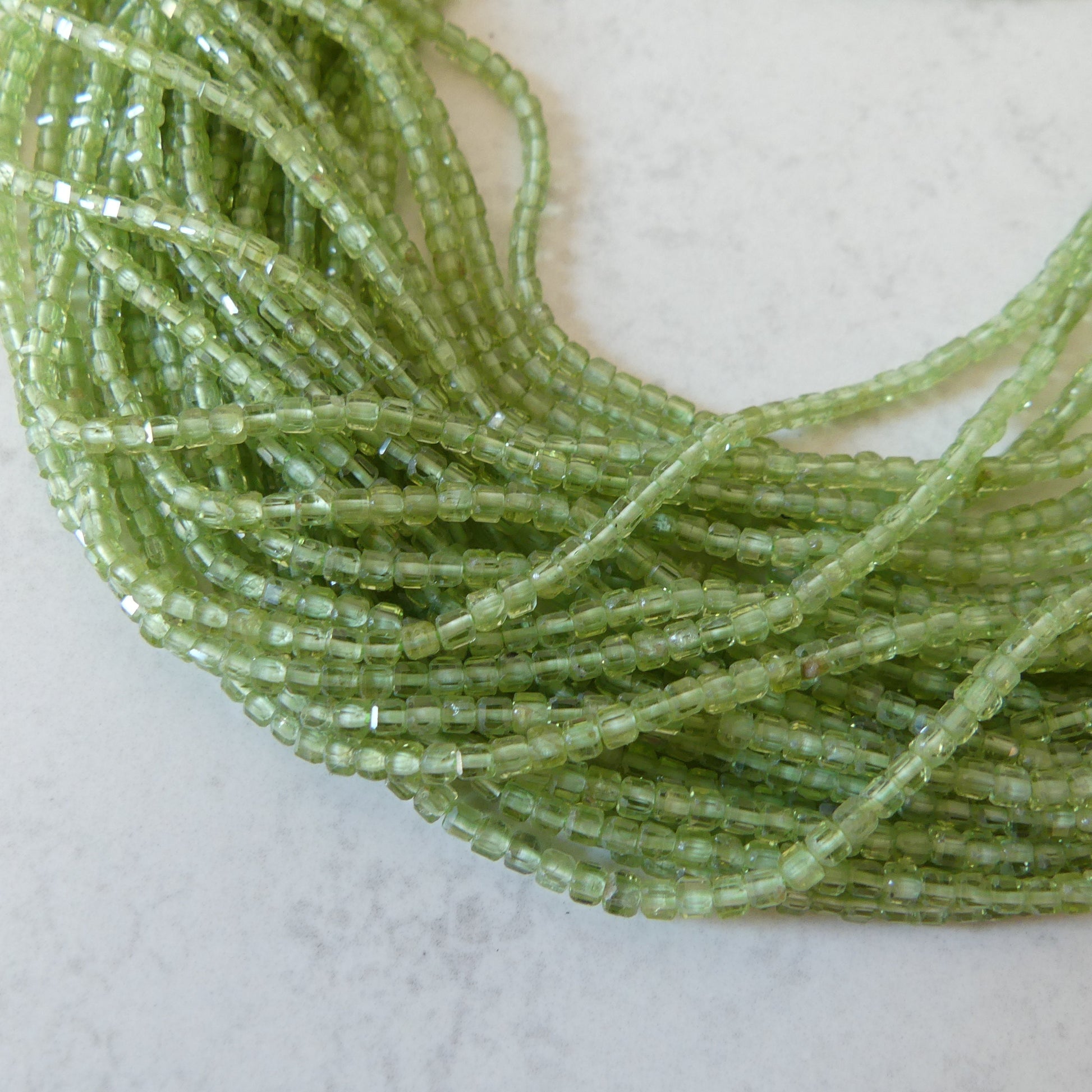2mm AAA Peridot Faceted Cube Beads 15" Transparent Green Gemstone Beads for Jewelry Making Beading Craft Gift August Birthstone Beads