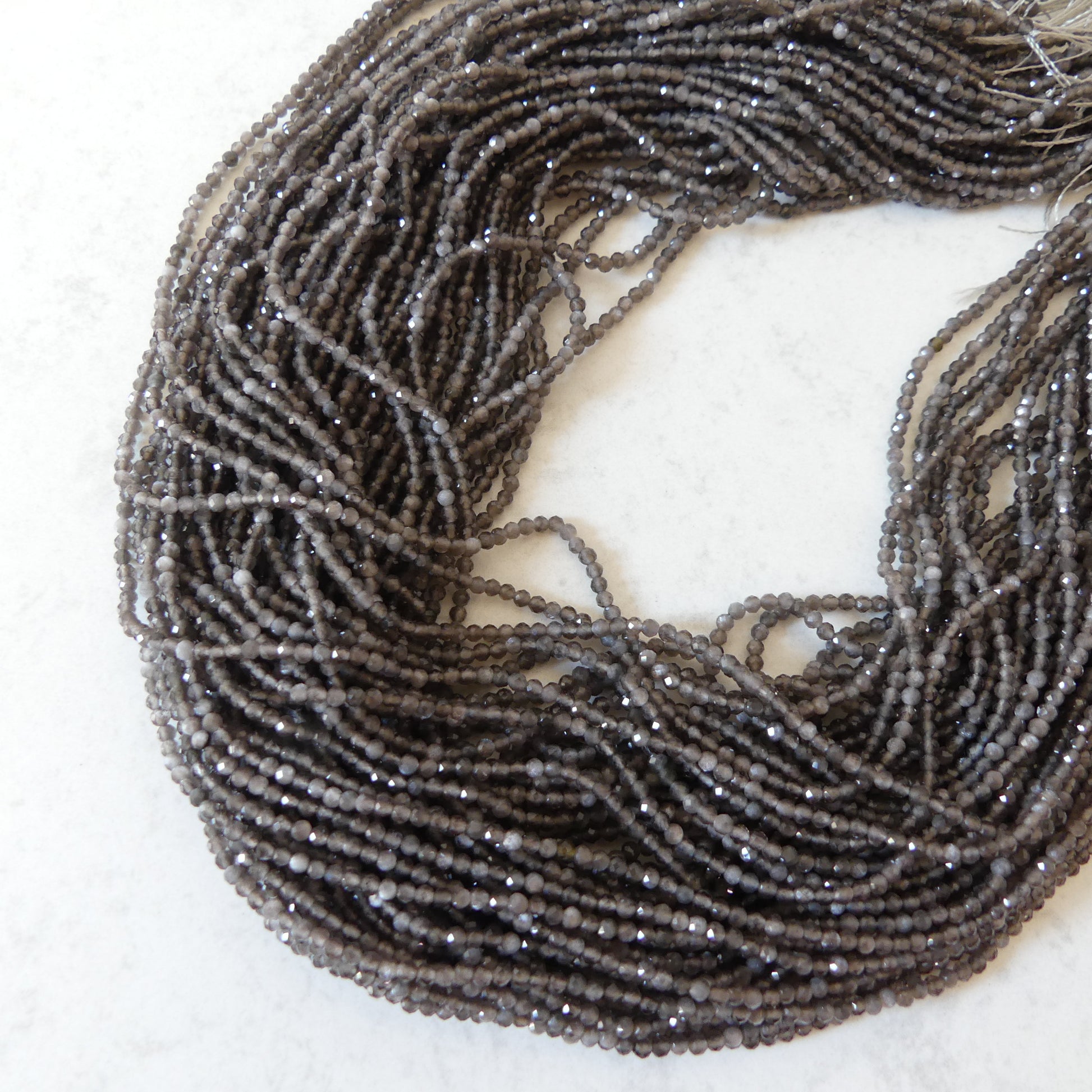 2mm Silver Obsidian Micro Faceted Beads Obsidian Genuine Beads 15" Sparkly Gemstone Beads Beading Crafter Gift