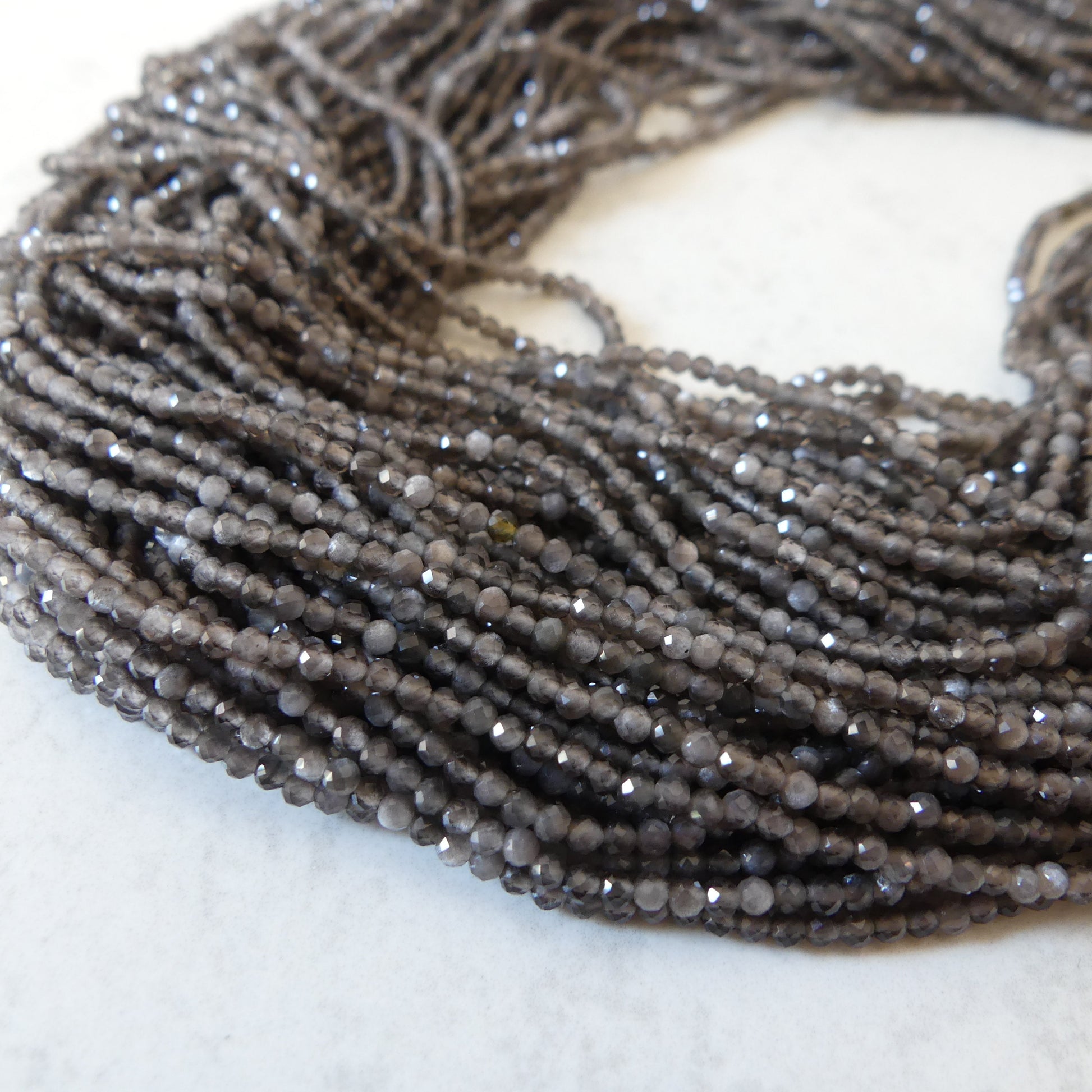 2mm Silver Obsidian Micro Faceted Beads Obsidian Genuine Beads 15" Sparkly Gemstone Beads Beading Crafter Gift