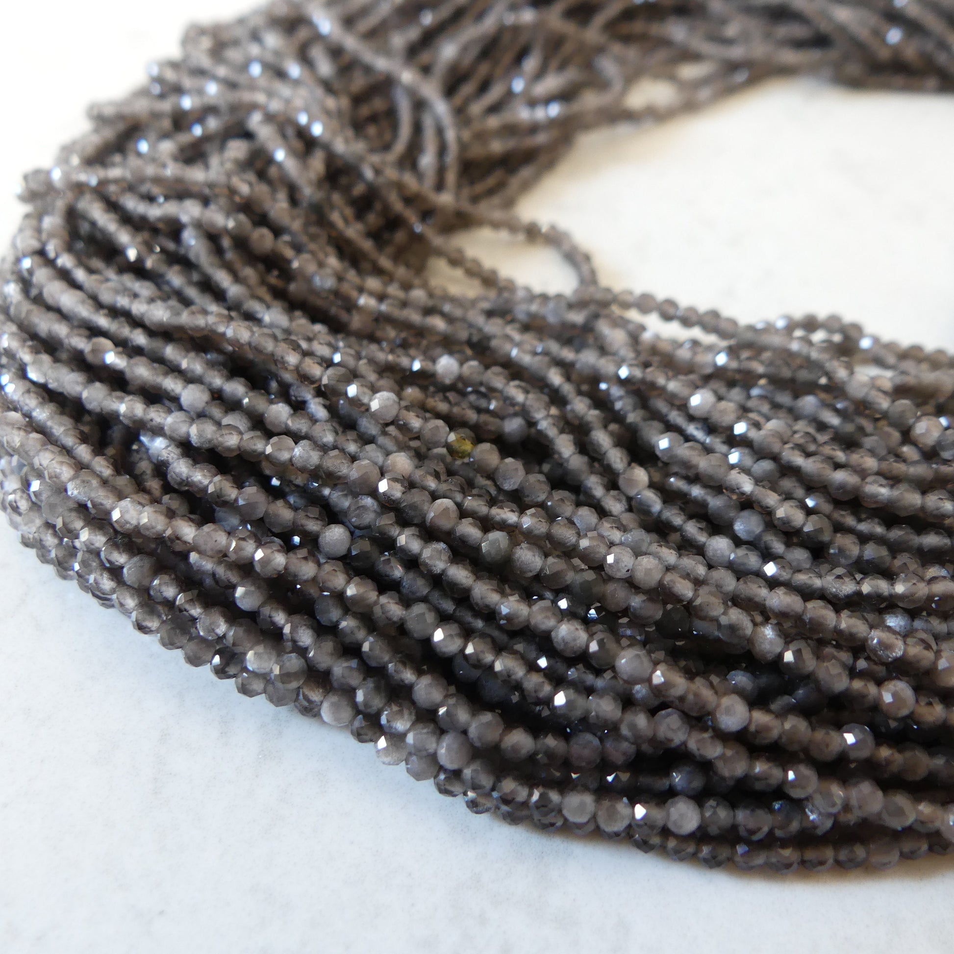 2mm Silver Obsidian Micro Faceted Beads Obsidian Genuine Beads 15" Sparkly Gemstone Beads Beading Crafter Gift