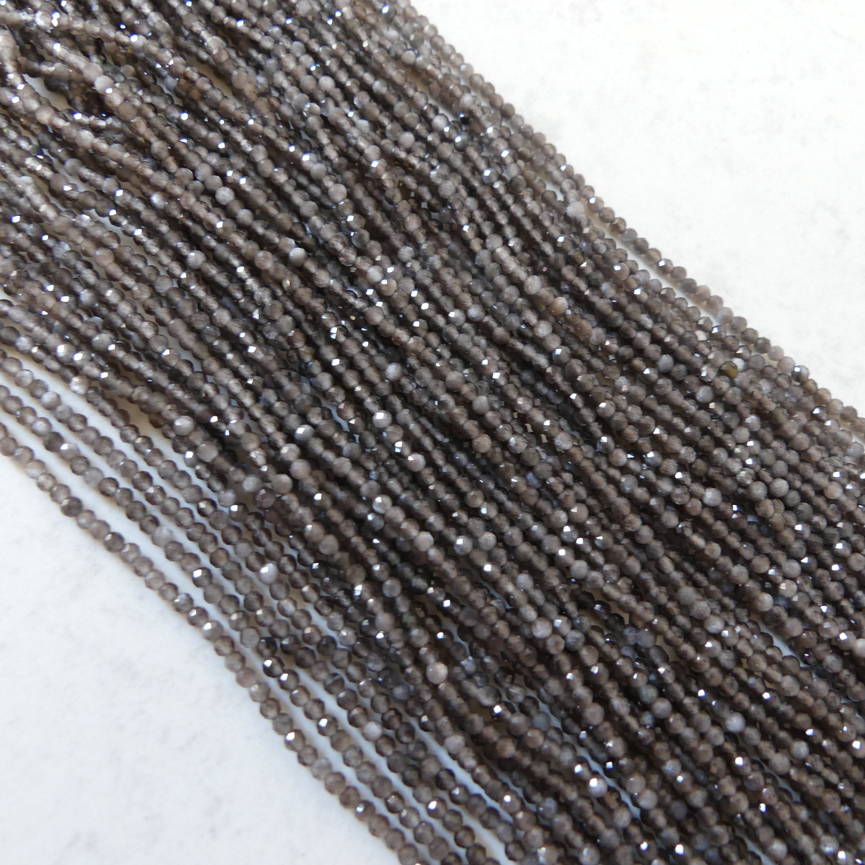 2mm Silver Obsidian Micro Faceted Beads Obsidian Genuine Beads 15" Sparkly Gemstone Beads Beading Crafter Gift