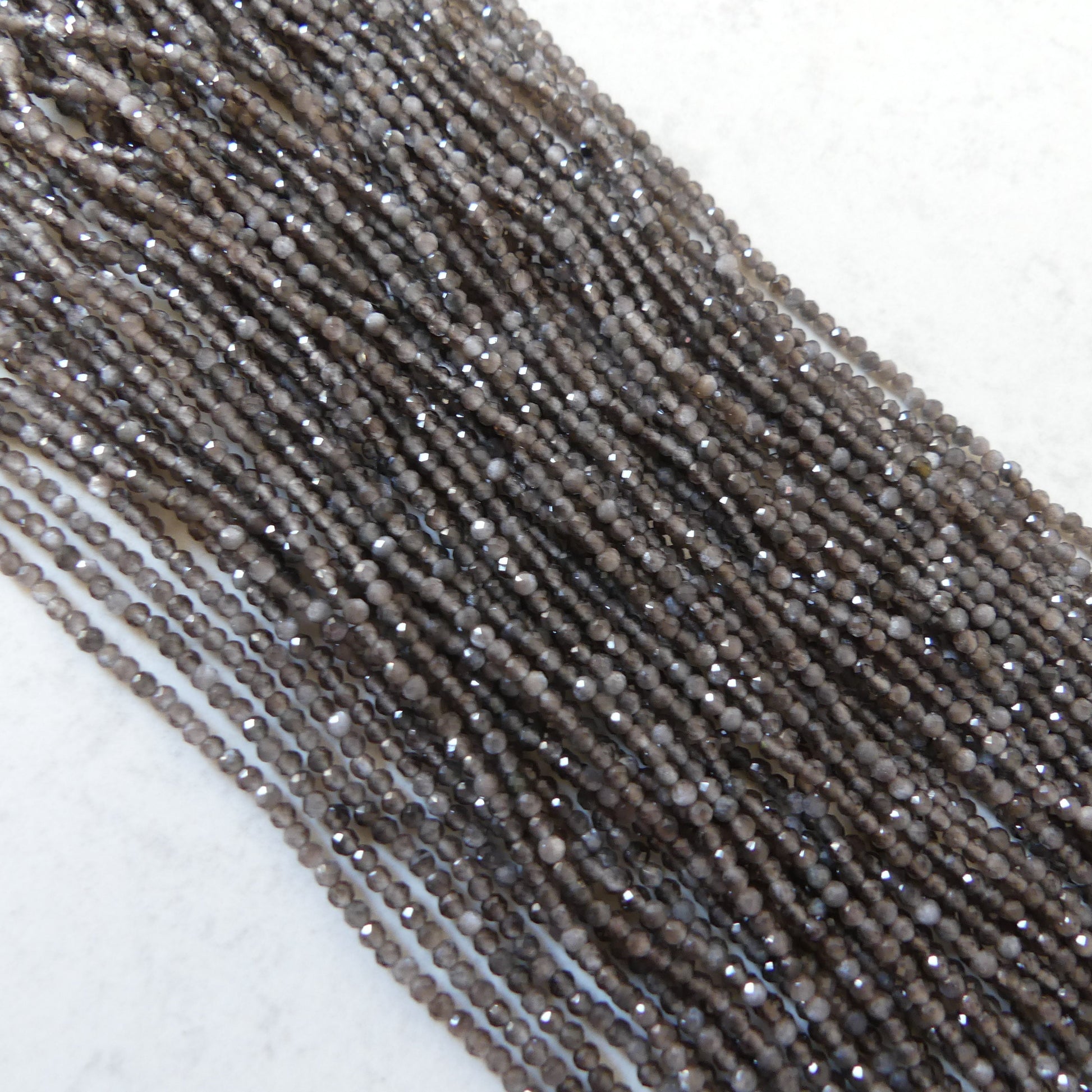 2mm Silver Obsidian Micro Faceted Beads Obsidian Genuine Beads 15" Sparkly Gemstone Beads Beading Crafter Gift