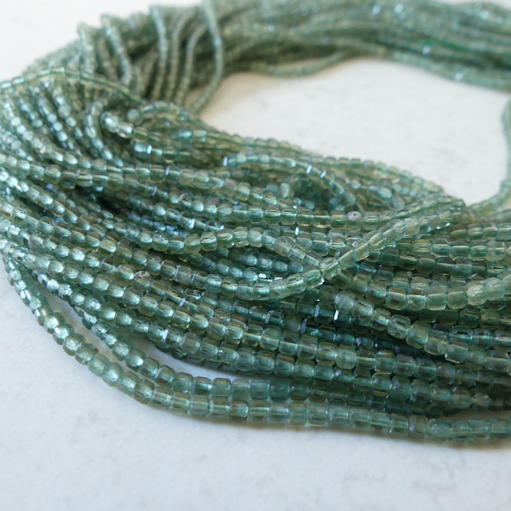 2mm Green Apatite Faceted Cube Beads 15" Genuine Gemstone Beads for Jewelry Making Beading Craft Gift Beads