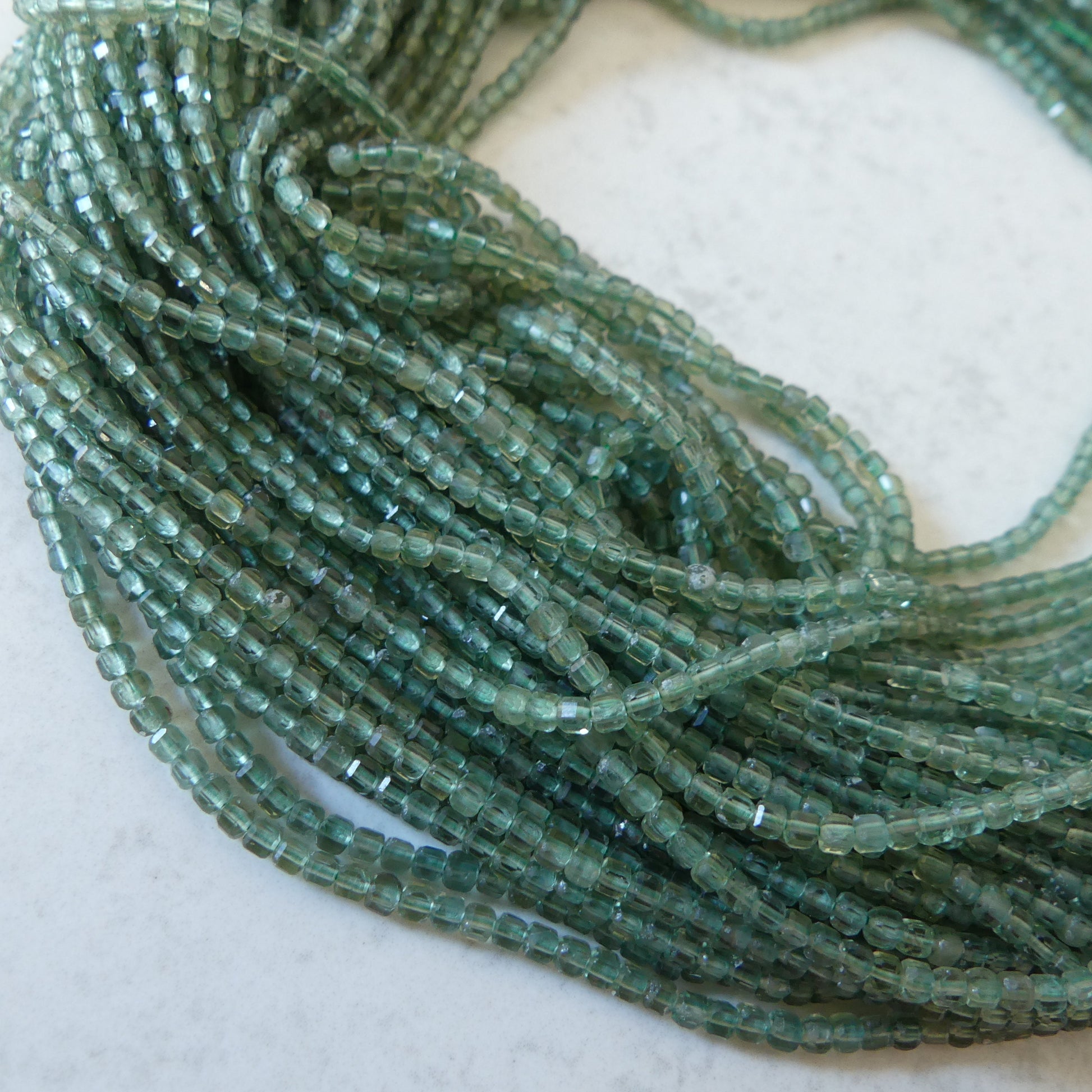 2mm Green Apatite Faceted Cube Beads 15" Genuine Gemstone Beads for Jewelry Making Beading Craft Gift Beads
