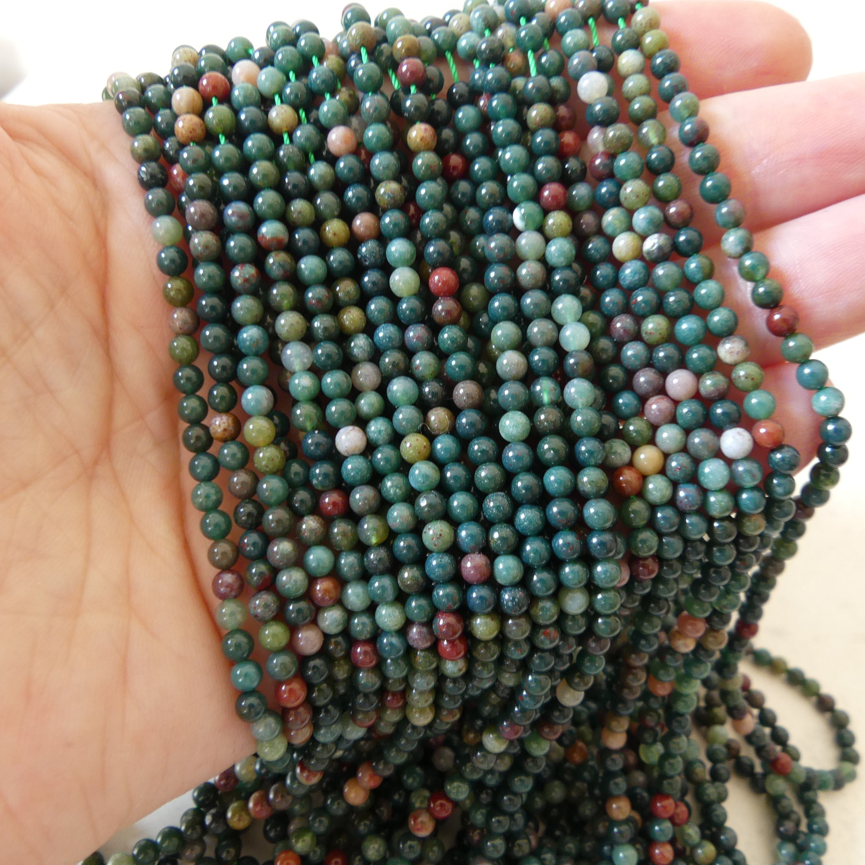 3mm Bloodstone Smooth Beads Genuine Bloodstone Beads 15" Gemstone Beads for DIY Jewelry Making Gift for Crafter