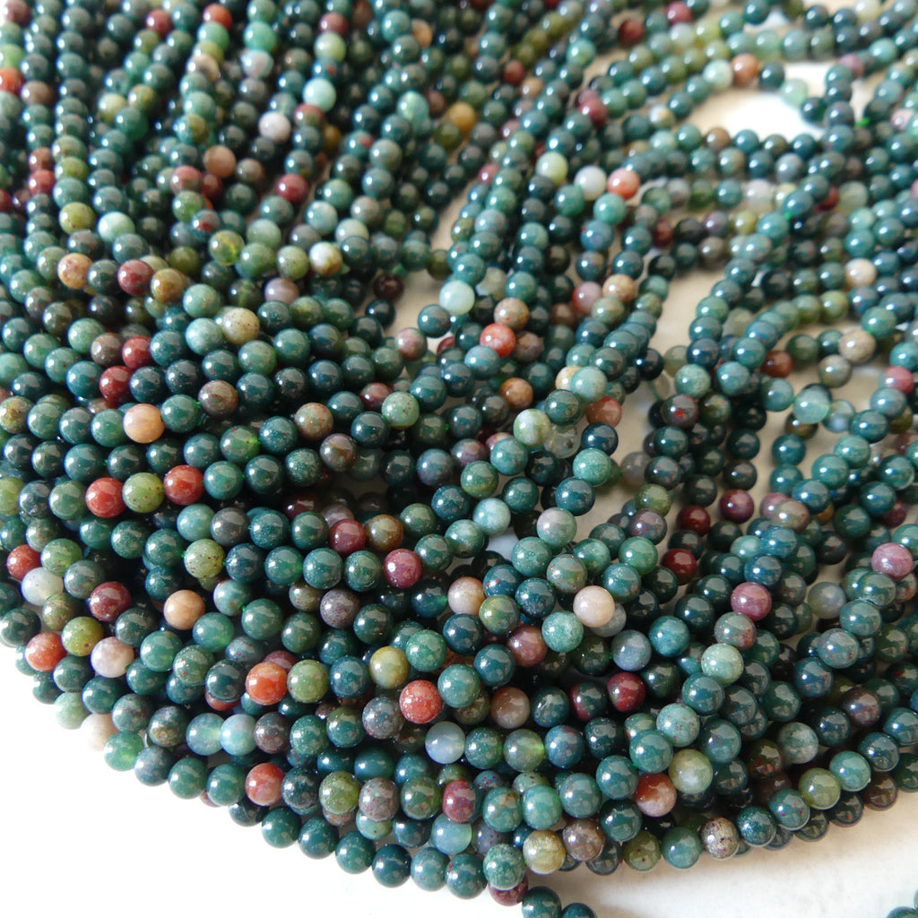 3mm Bloodstone Smooth Beads Genuine Bloodstone Beads 15" Gemstone Beads for DIY Jewelry Making Gift for Crafter