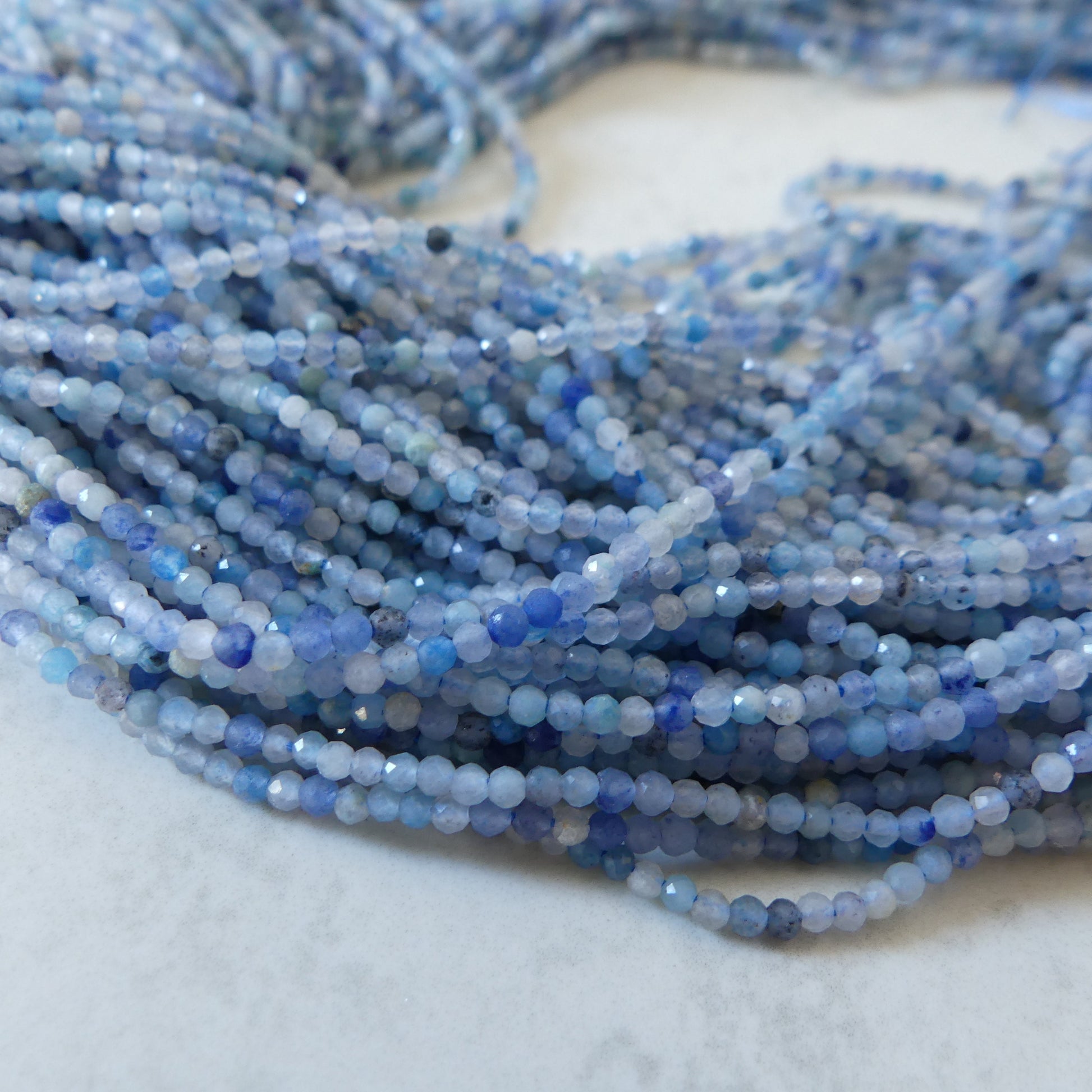 2mm Trolleite Beads Micro Faceted 15" Rare Gemstone Beads Beading Crafter Gift DIY Jewelry making Lazulite Scorzalite Quartz Mix