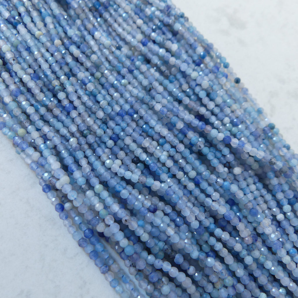 2mm Trolleite Beads Micro Faceted 15" Rare Gemstone Beads Beading Crafter Gift DIY Jewelry making Lazulite Scorzalite Quartz Mix