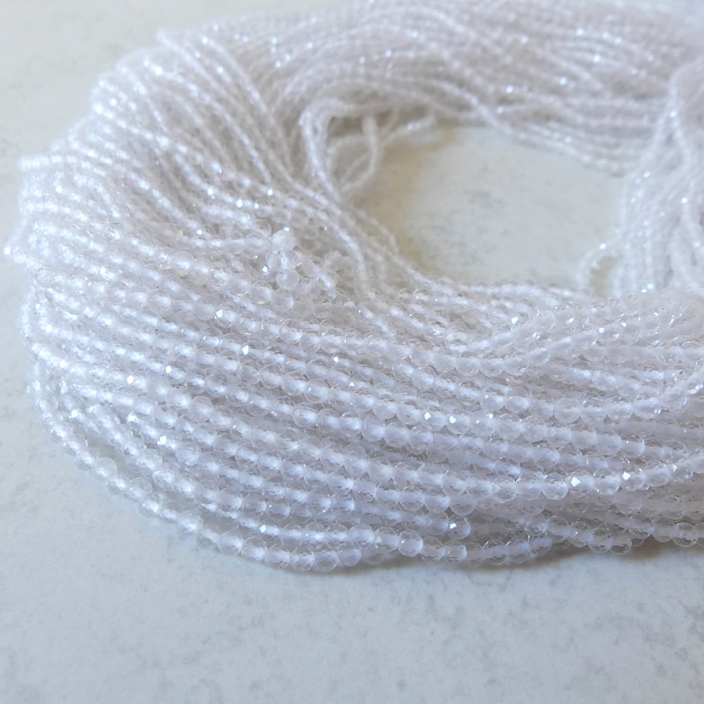 3mm AAA Rock Quartz Faceted Beads 15" Clear Crystal Quartz Genuine Gemstone Beads for Jewelry Making Beading Craft Gift April Birthstone