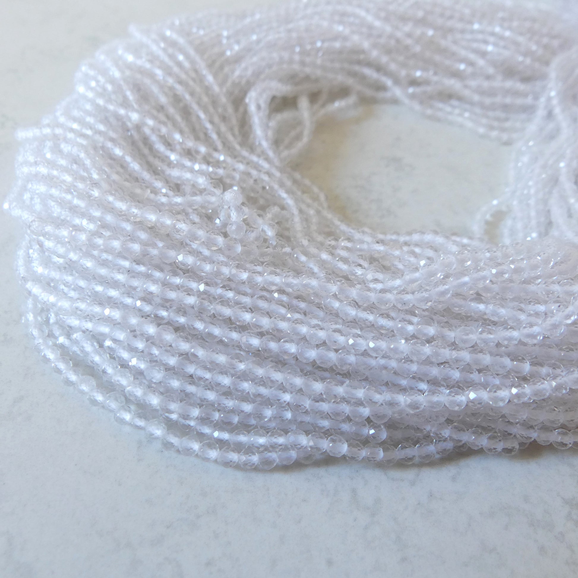 3mm AAA Rock Quartz Faceted Beads 15" Clear Crystal Quartz Genuine Gemstone Beads for Jewelry Making Beading Craft Gift April Birthstone