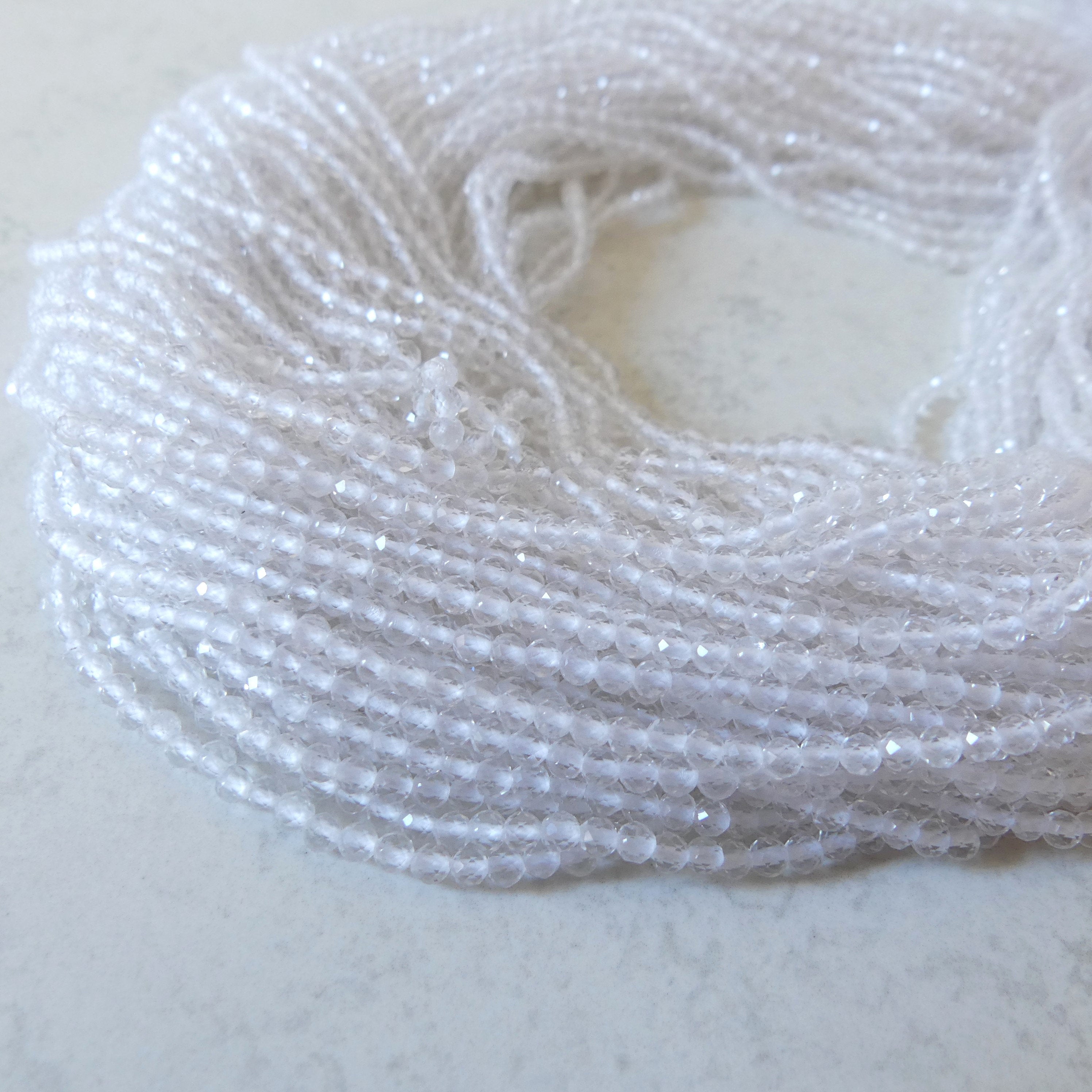 3mm AAA Rock Quartz Faceted Beads 15" Clear Crystal Quartz Genuine Gemstone Beads for Jewelry Making Beading Craft Gift April Birthstone