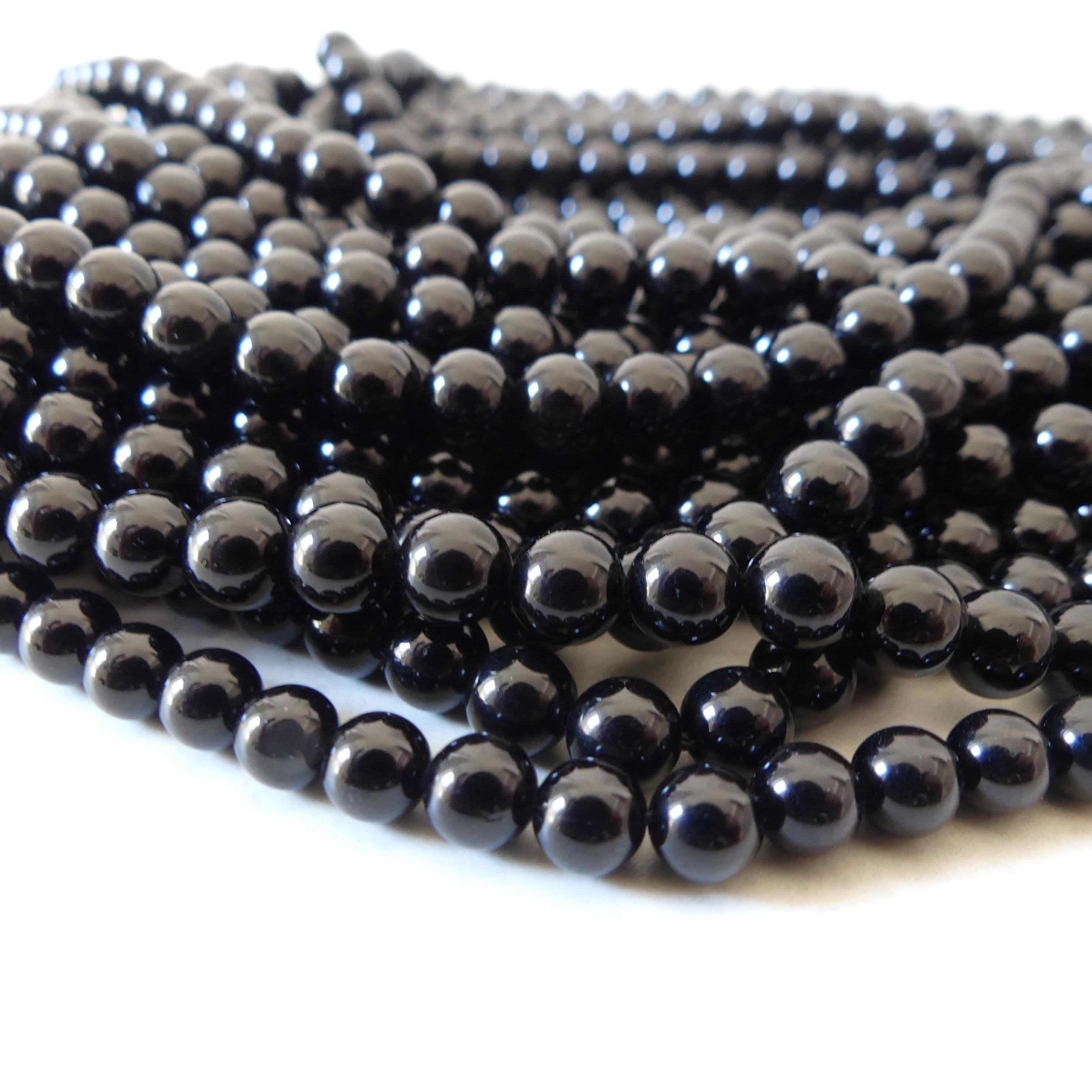 6mm Black Tourmaline Smooth Round Beads Genuine Beads 15" Gemstone Beads for Jewelry Making Beading Craft Gift