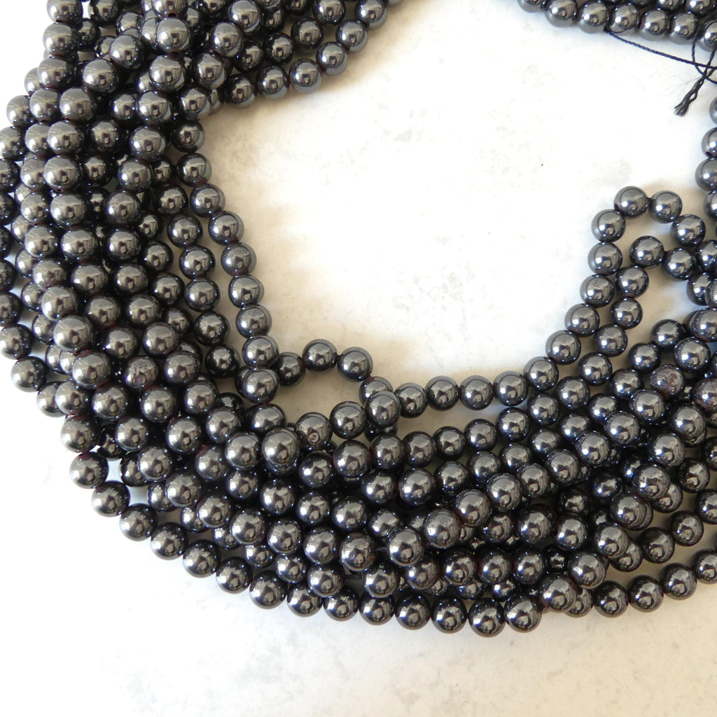 6mm Genuine Hematite Smooth Round Beads Genuine Beads 15" Gemstone Beads for Jewelry Making Beading Craft Gift