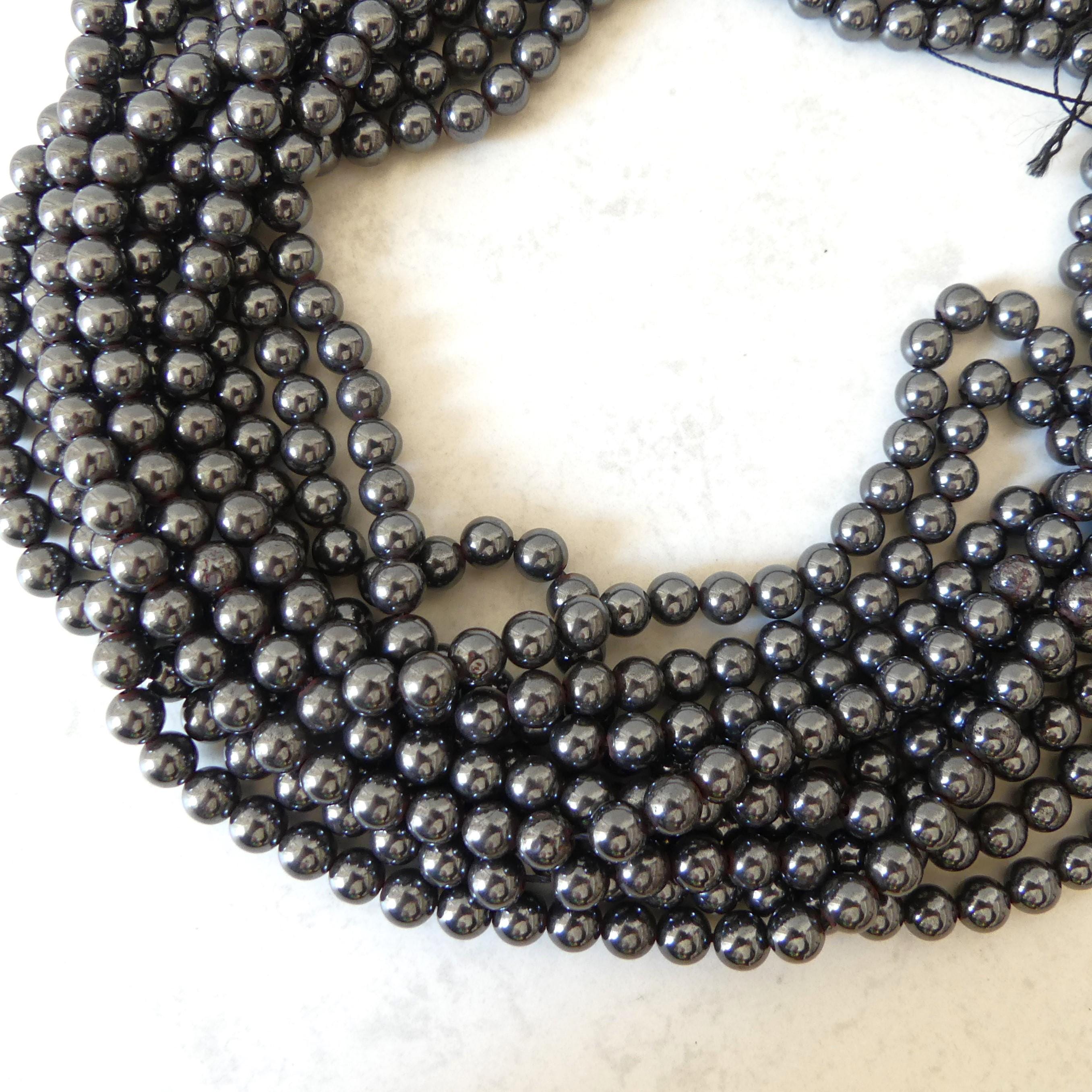6mm Genuine Hematite Smooth Round Beads Genuine Beads 15" Gemstone Beads for Jewelry Making Beading Craft Gift