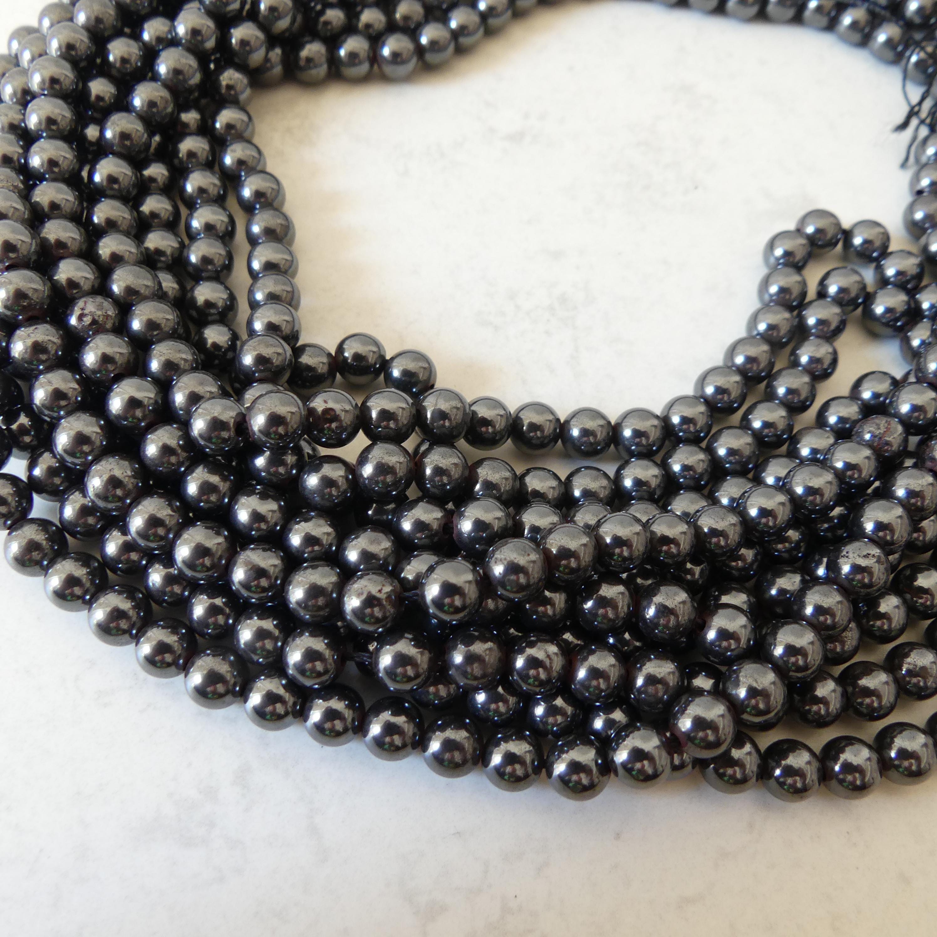 6mm Genuine Hematite Smooth Round Beads Genuine Beads 15" Gemstone Beads for Jewelry Making Beading Craft Gift