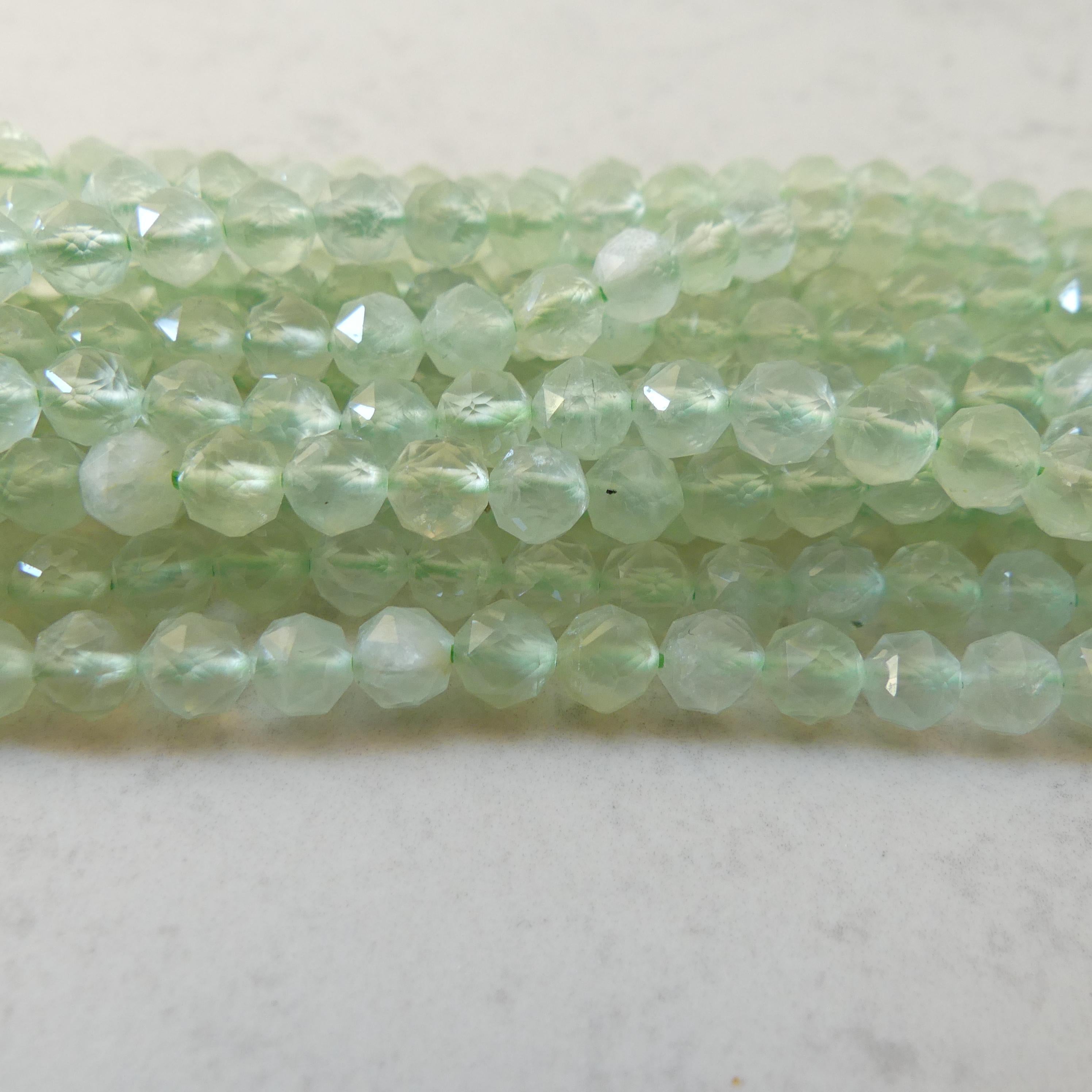 6mm AAA Prehnite Faceted Beads 7.5" Half Strand Pale Green Genuine Gemstone Beads for Jewelry Making Beading Craft Gift Beads