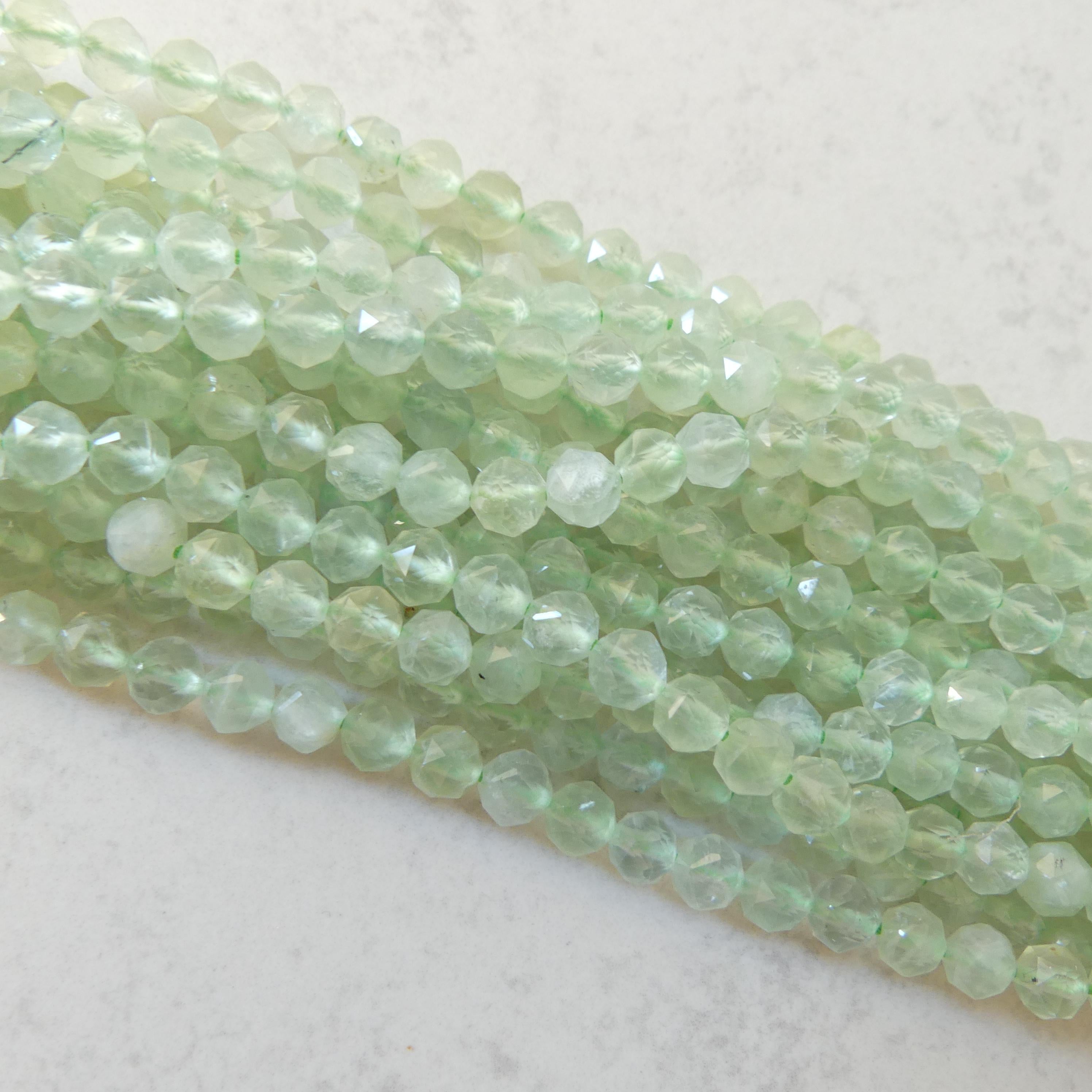 6mm AAA Prehnite Faceted Beads 7.5" Half Strand Pale Green Genuine Gemstone Beads for Jewelry Making Beading Craft Gift Beads