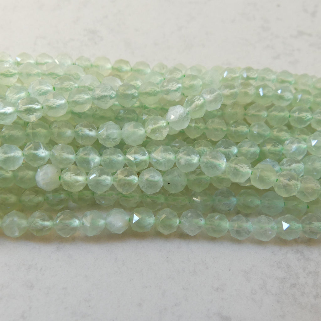 6mm AAA Prehnite Faceted Beads 7.5" Half Strand Pale Green Genuine Gemstone Beads for Jewelry Making Beading Craft Gift Beads