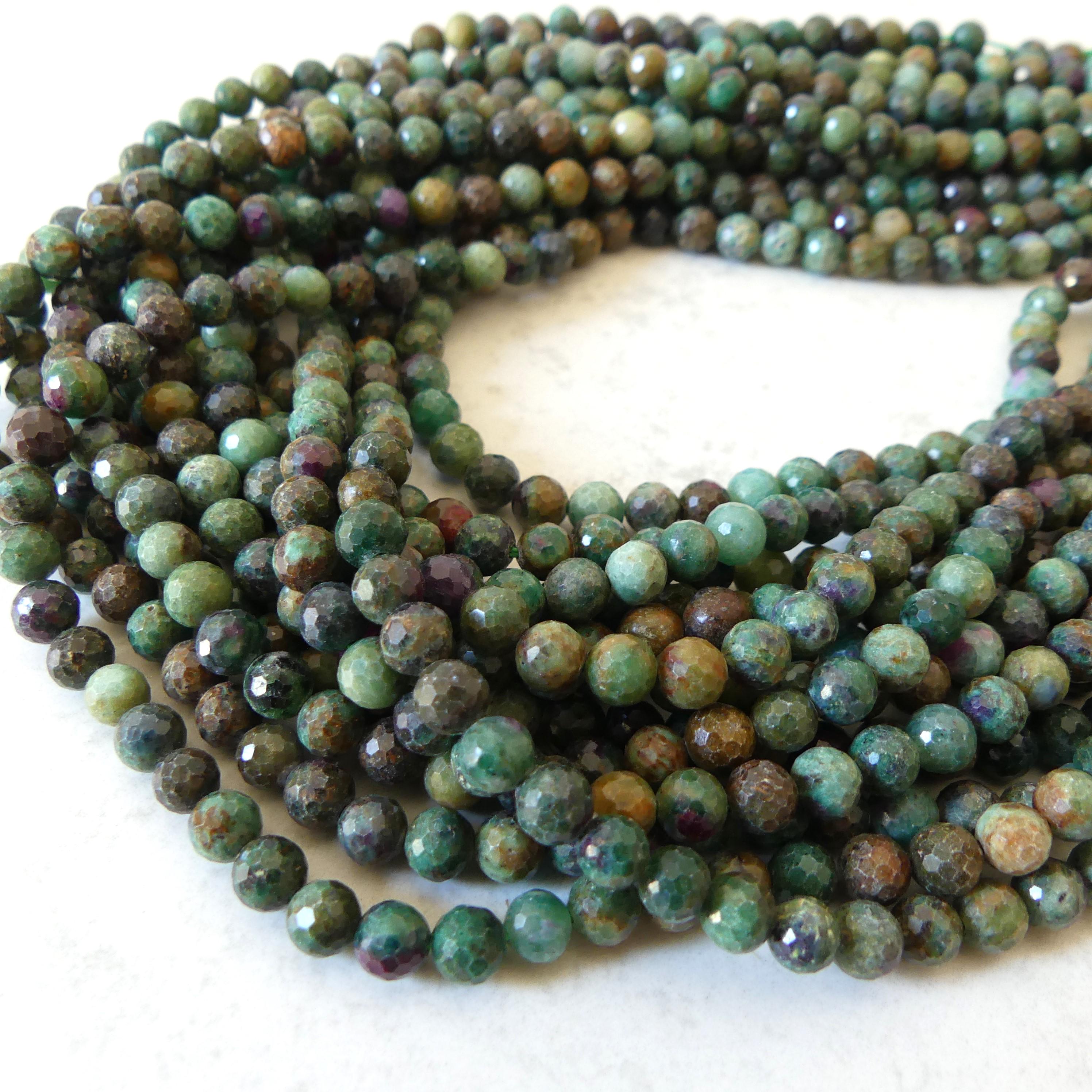 6mm African Ruby in Fuchsite Faceted Beads 15" Multi Color Genuine Gemstone Beads for Jewelry Making Beading Craft Gift Beads