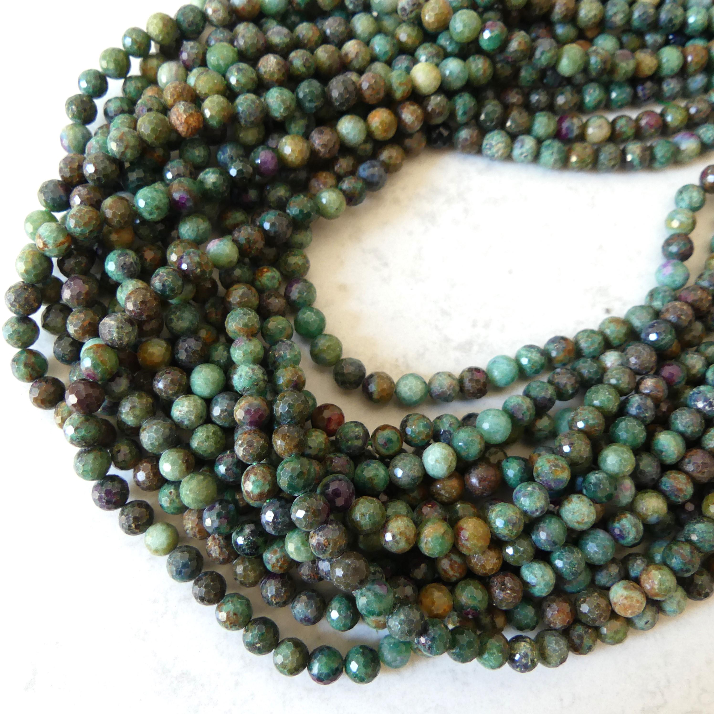 6mm African Ruby in Fuchsite Faceted Beads 15" Multi Color Genuine Gemstone Beads for Jewelry Making Beading Craft Gift Beads