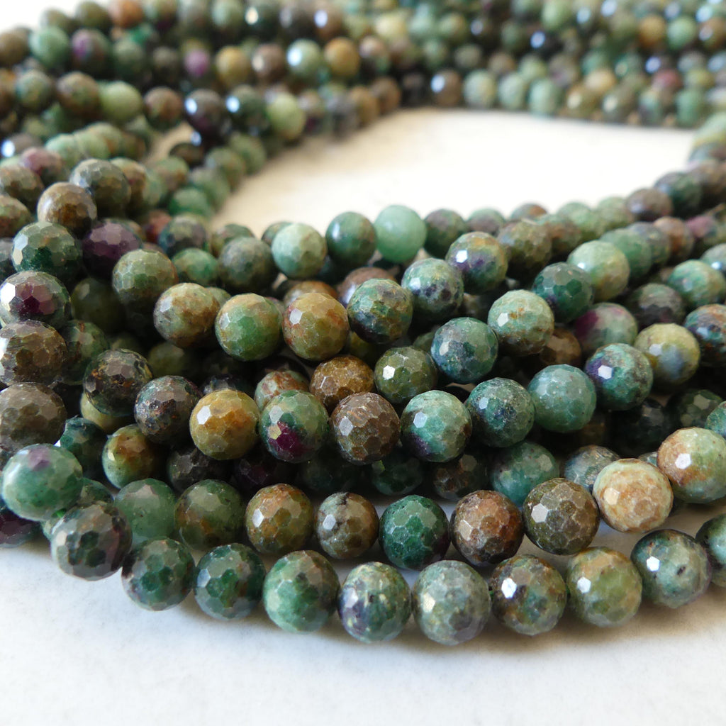 6mm African Ruby in Fuchsite Faceted Beads 15" Multi Color Genuine Gemstone Beads for Jewelry Making Beading Craft Gift Beads