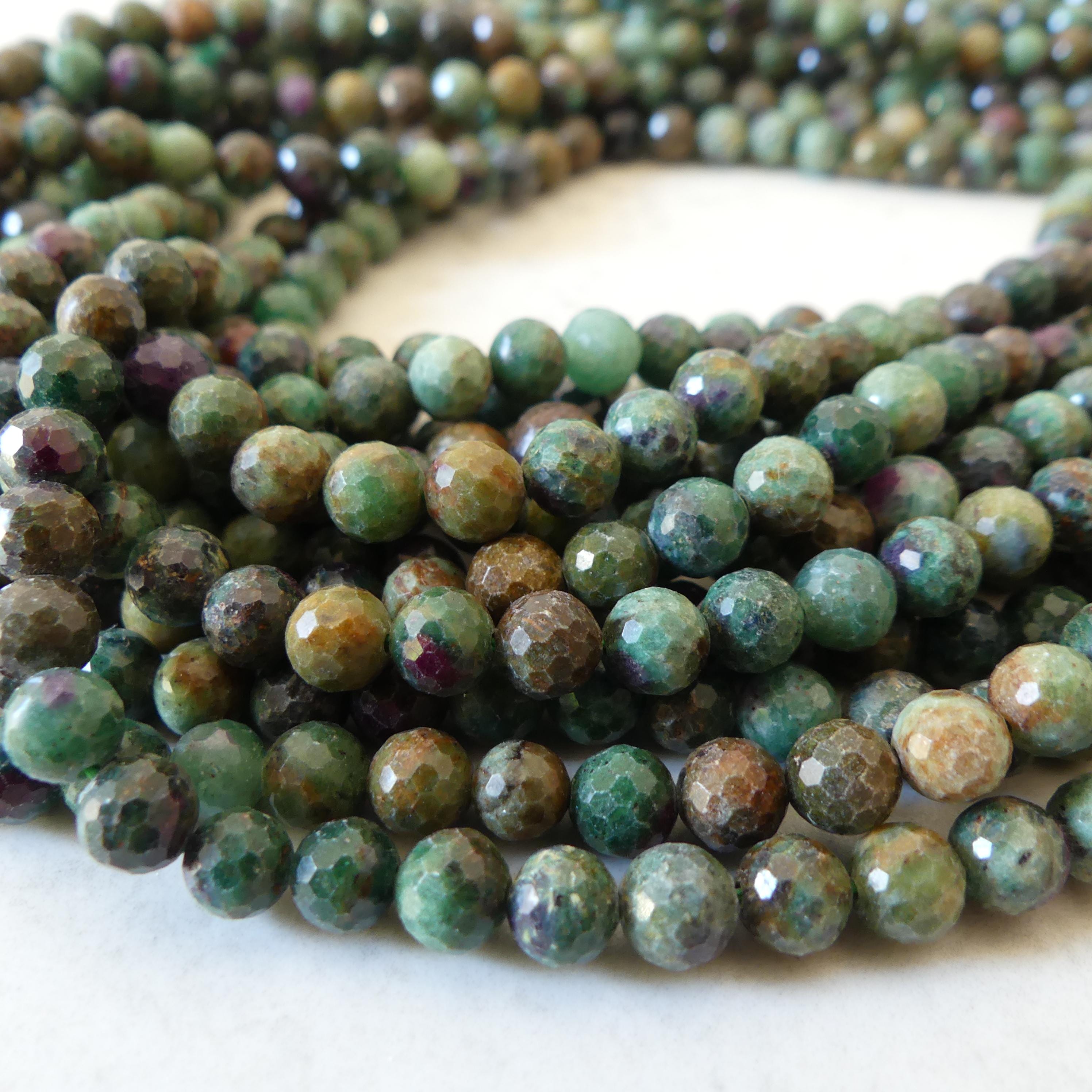 6mm African Ruby in Fuchsite Faceted Beads 15" Multi Color Genuine Gemstone Beads for Jewelry Making Beading Craft Gift Beads