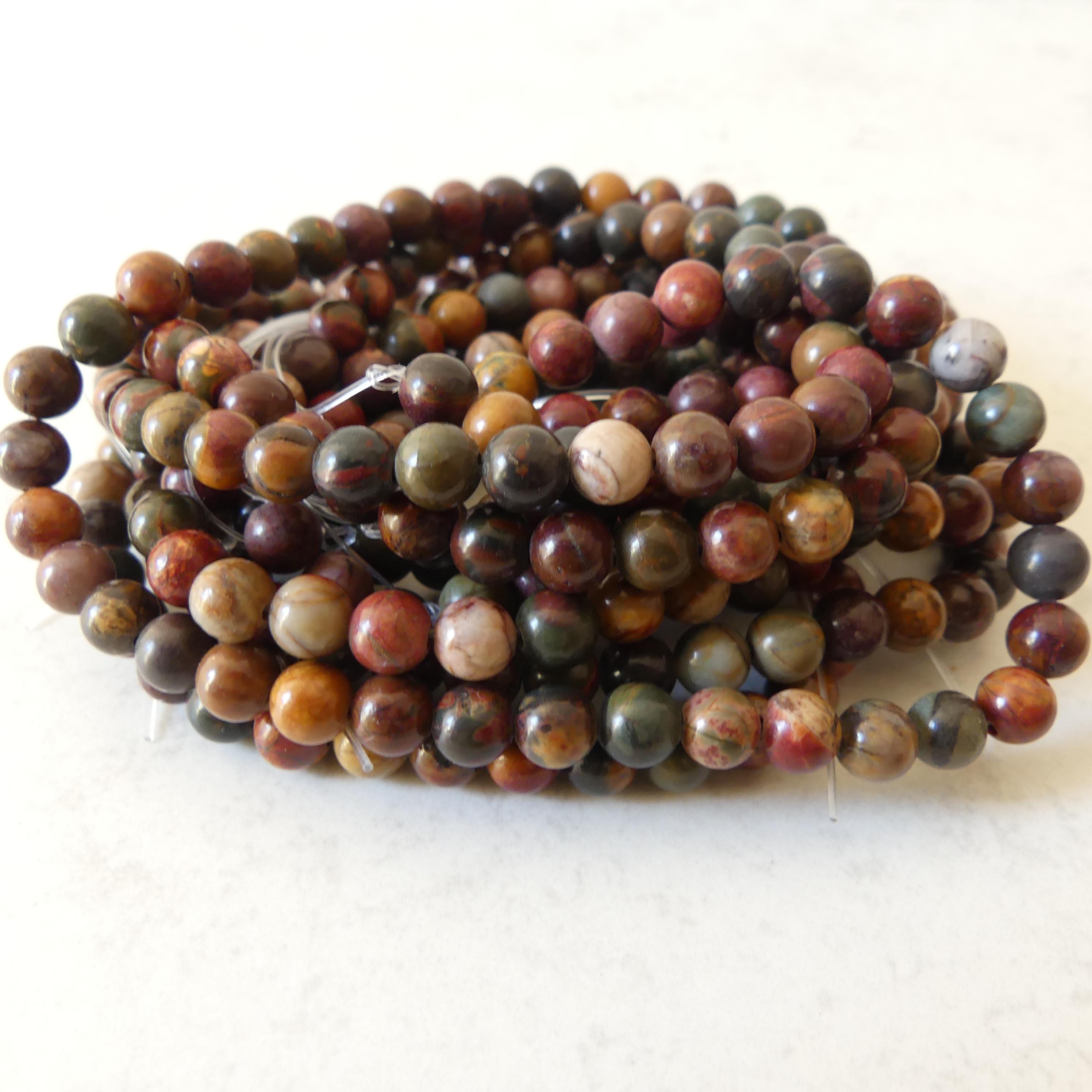 6mm Picasso Smooth Beads Jasper Genuine Beads 15" Gemstone Beads for Jewelry Making Beading Craft Gift