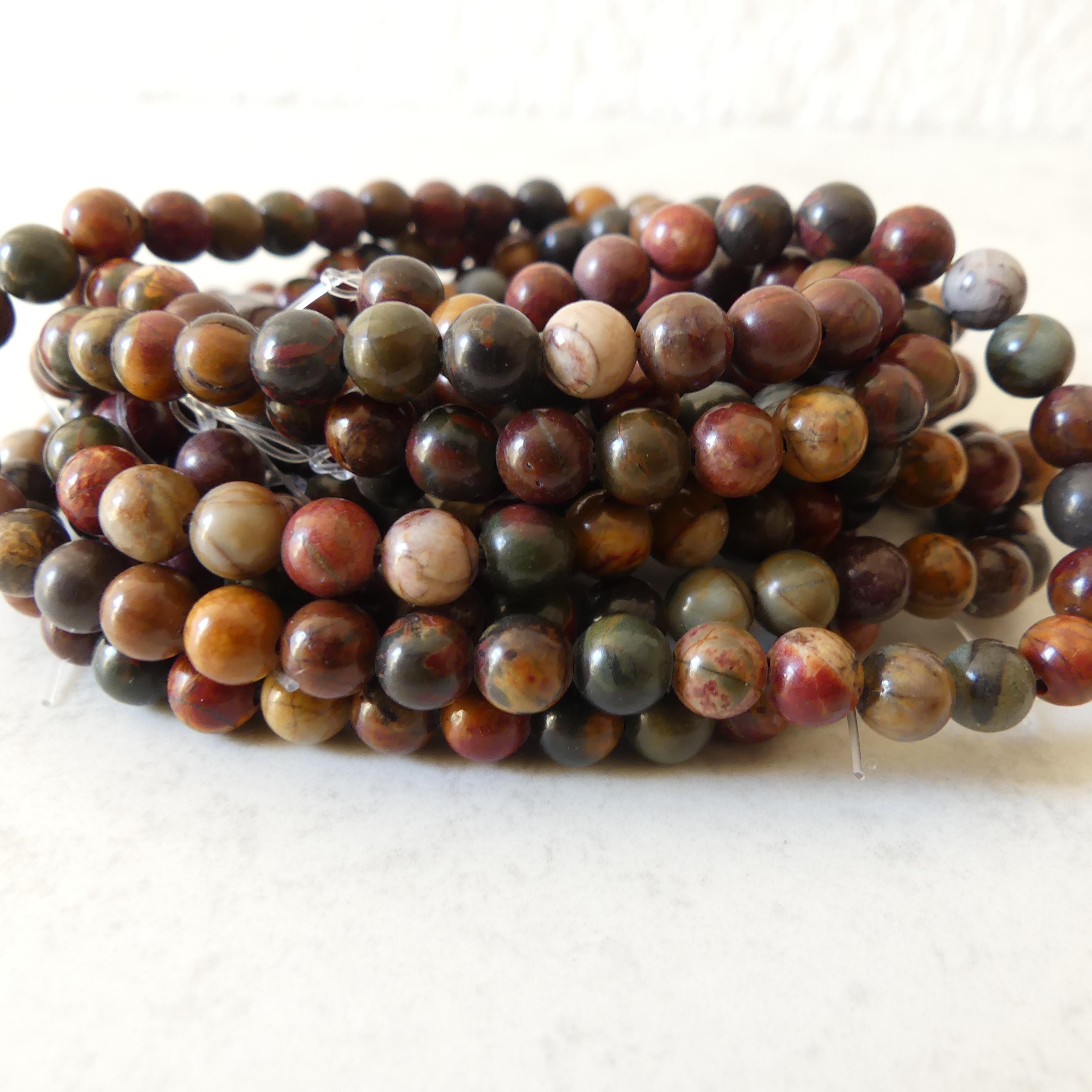 6mm Picasso Smooth Beads Jasper Genuine Beads 15" Gemstone Beads for Jewelry Making Beading Craft Gift