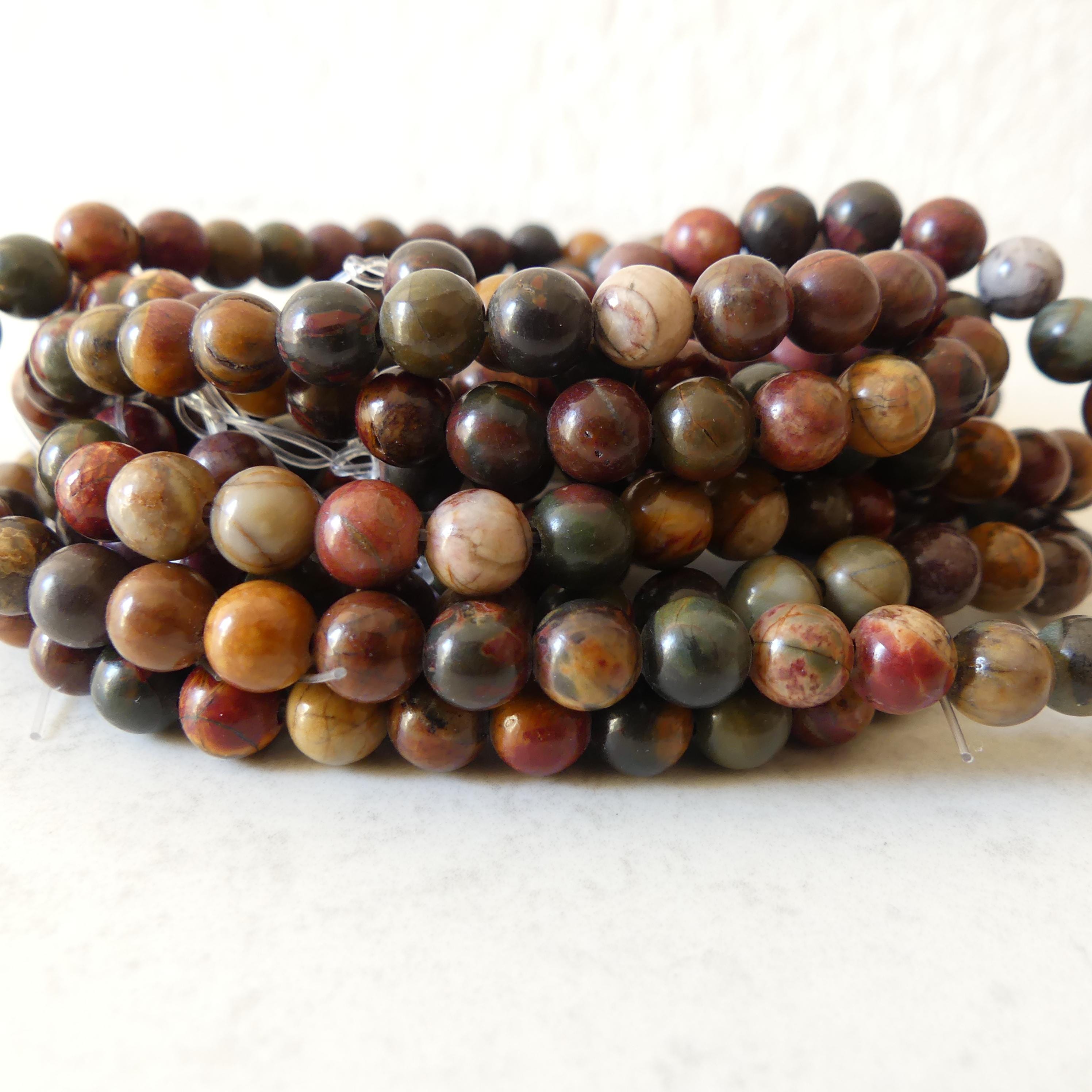 6mm Picasso Smooth Beads Jasper Genuine Beads 15" Gemstone Beads for Jewelry Making Beading Craft Gift