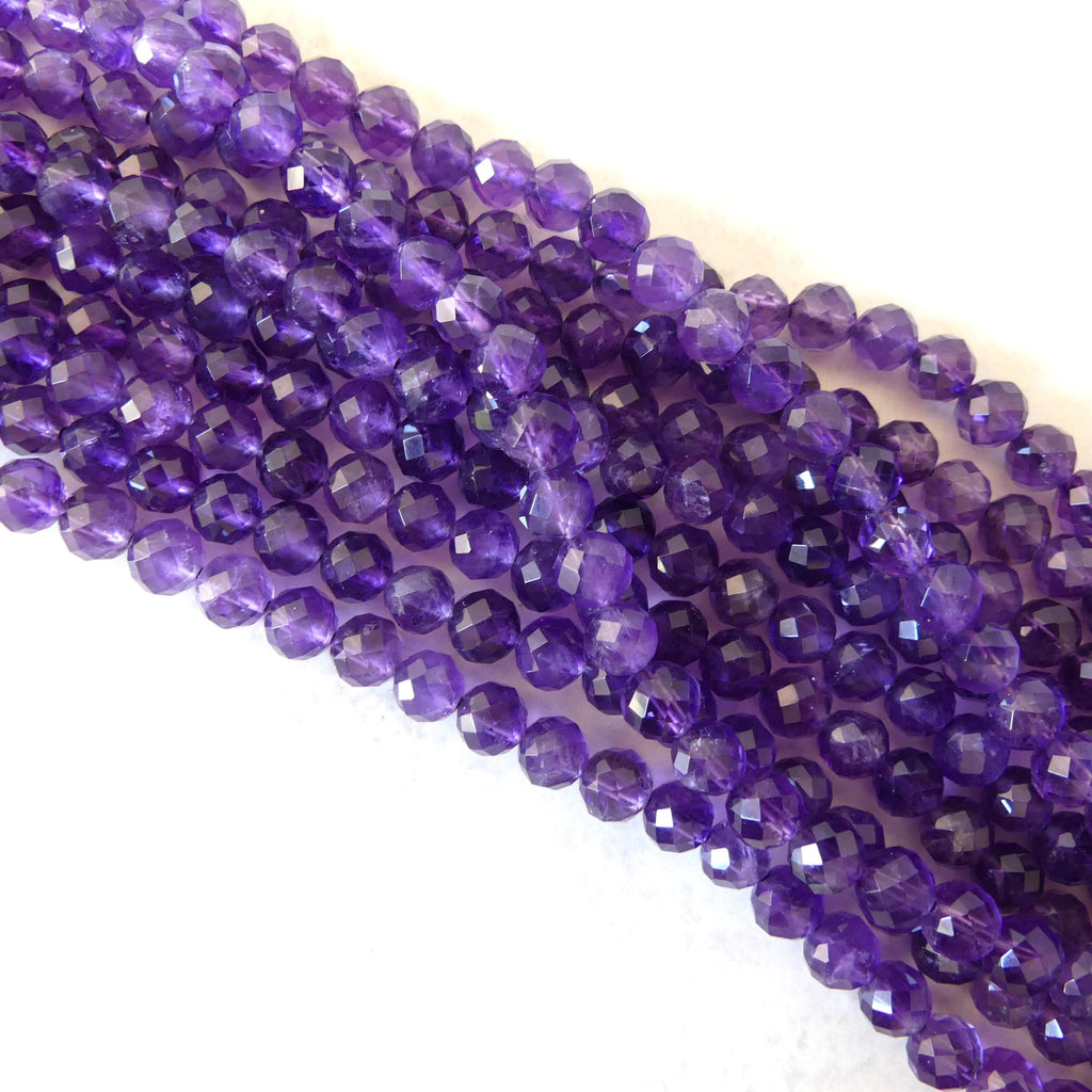 6mm AAA Amethyst Faceted Beads Half Strand 7.5" Purple Natural Amethyst Gemstone Beads Beading Crafter Gift February Birthstone