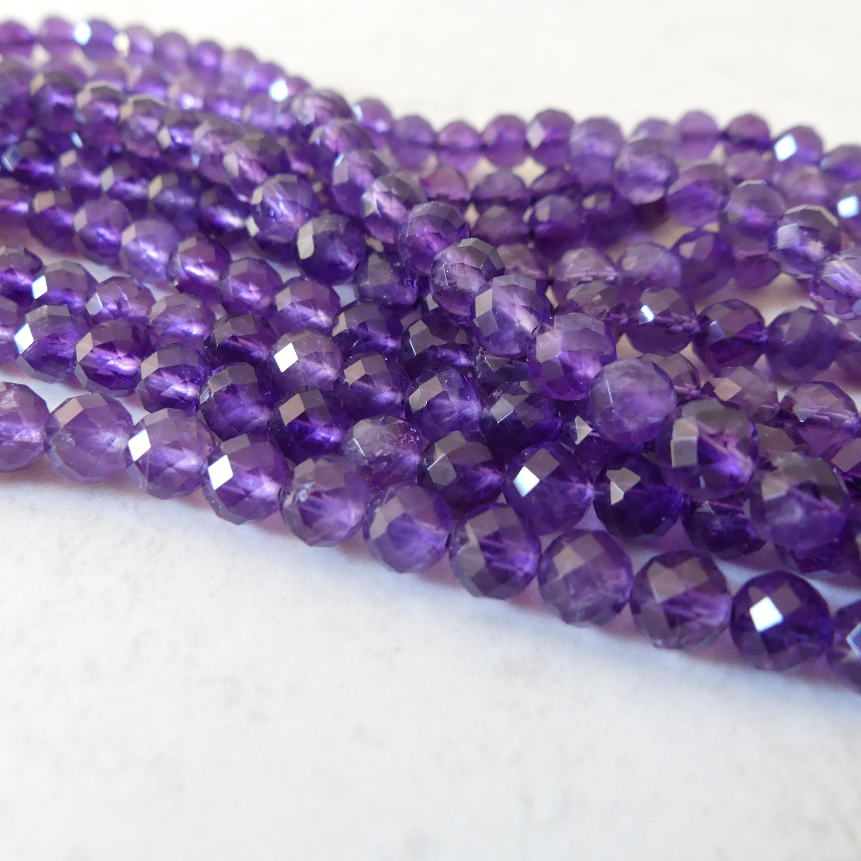 6mm AAA Amethyst Faceted Beads Half Strand 7.5" Purple Natural Amethyst Gemstone Beads Beading Crafter Gift February Birthstone