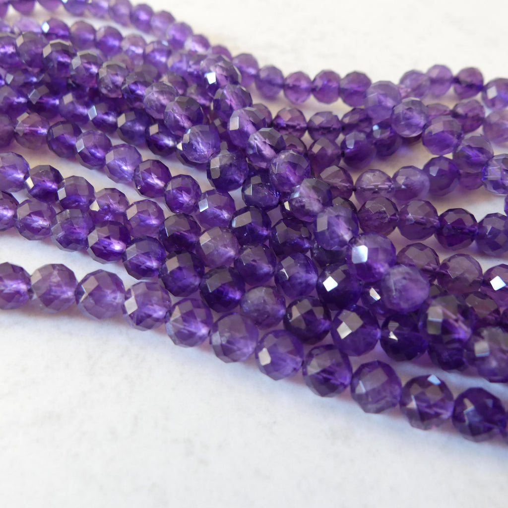 6mm AAA Amethyst Faceted Beads Half Strand 7.5" Purple Natural Amethyst Gemstone Beads Beading Crafter Gift February Birthstone