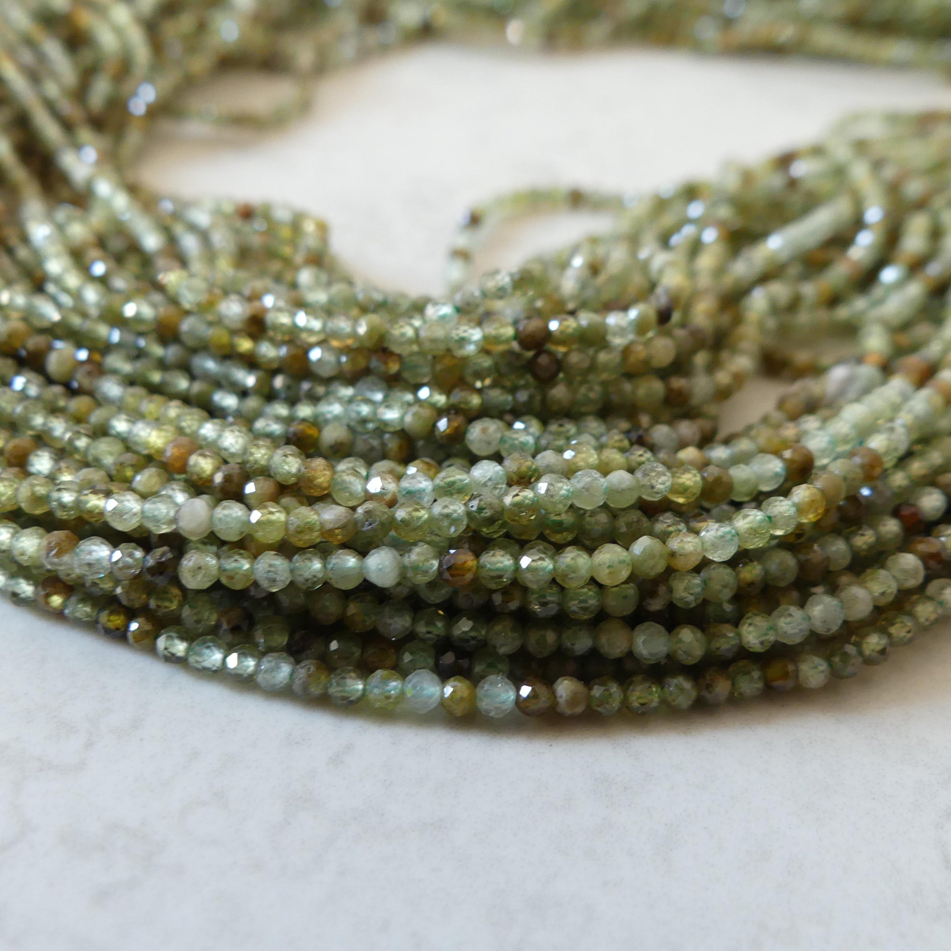 2mm AAA Grossularite Garnet Beads Micro Faceted Green Garnet Beads 15" Natural Garnet Gemstone Beads Beading Crafter Gift DIY Jewelry