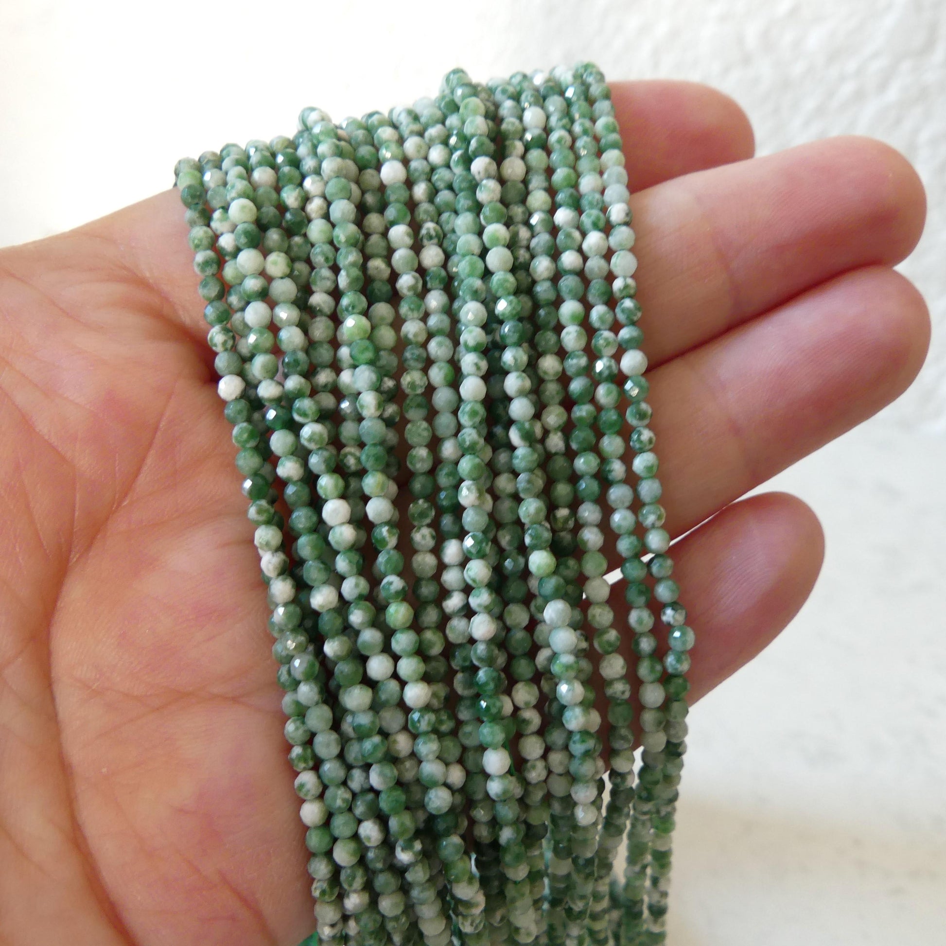 2mm Green Spot Jasper Beads Micro Faceted Genuine Small Spotted Jasper Beads 15" Gemstone Beads for Jewelry Making Beading Gift for Crafter