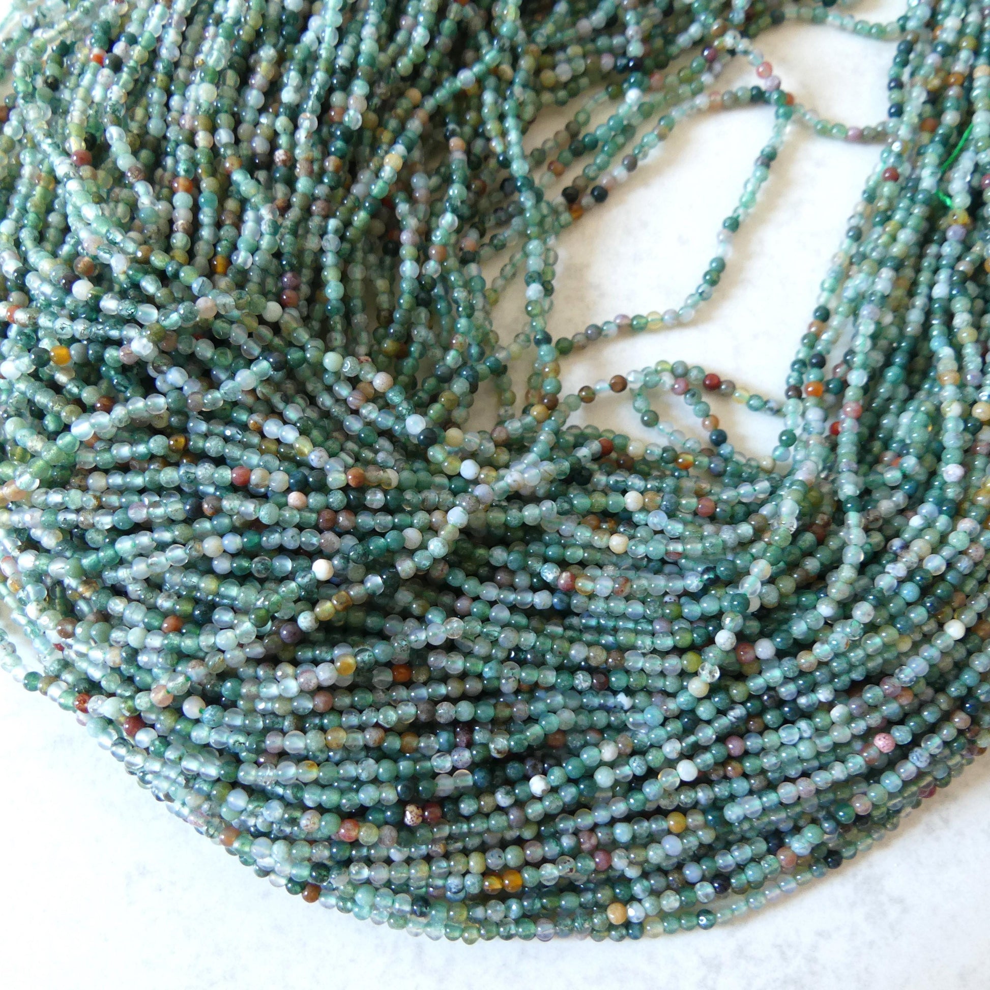 2mm Indian Agate Smooth Beads Genuine Agate Colorful Beads 15.5" Gemstone Beads for Jewelry Making