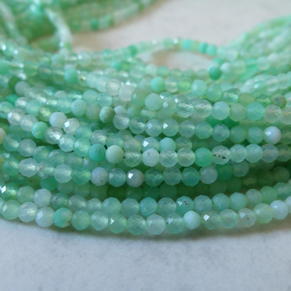 3mm Chrysoprase Faceted Beads 15" Mint Green Genuine Gemstone Beads for Jewelry Making Beading Craft Gift Beads