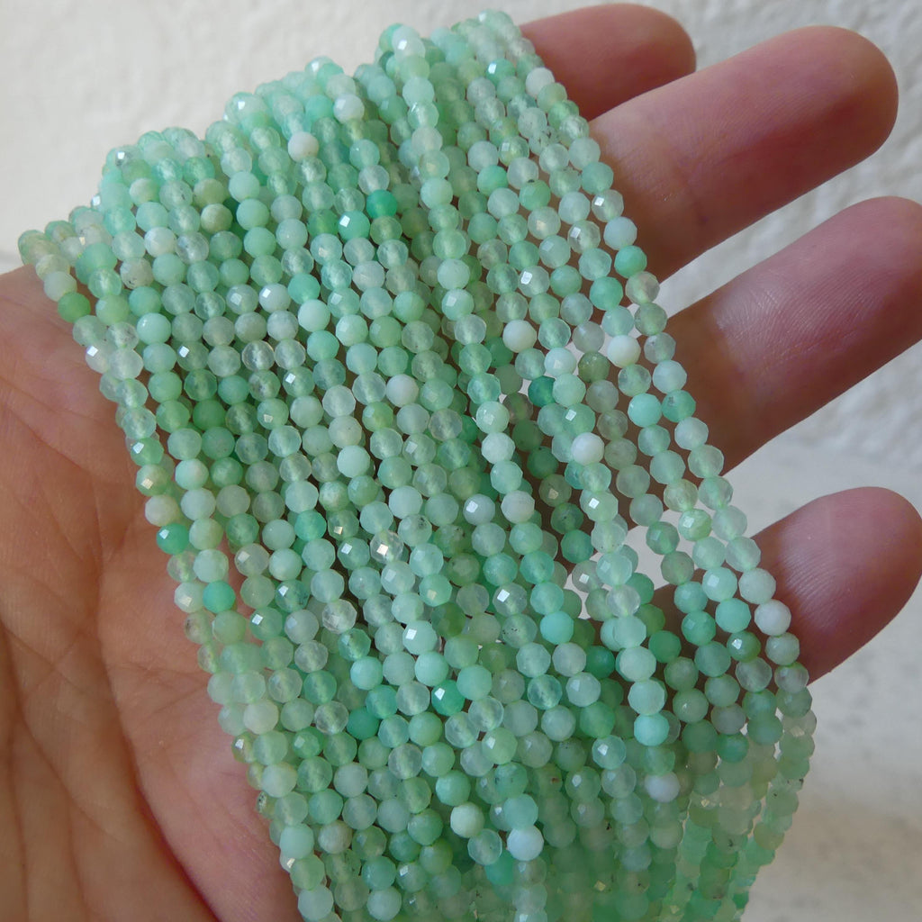3mm Chrysoprase Faceted Beads 15" Mint Green Genuine Gemstone Beads for Jewelry Making Beading Craft Gift Beads